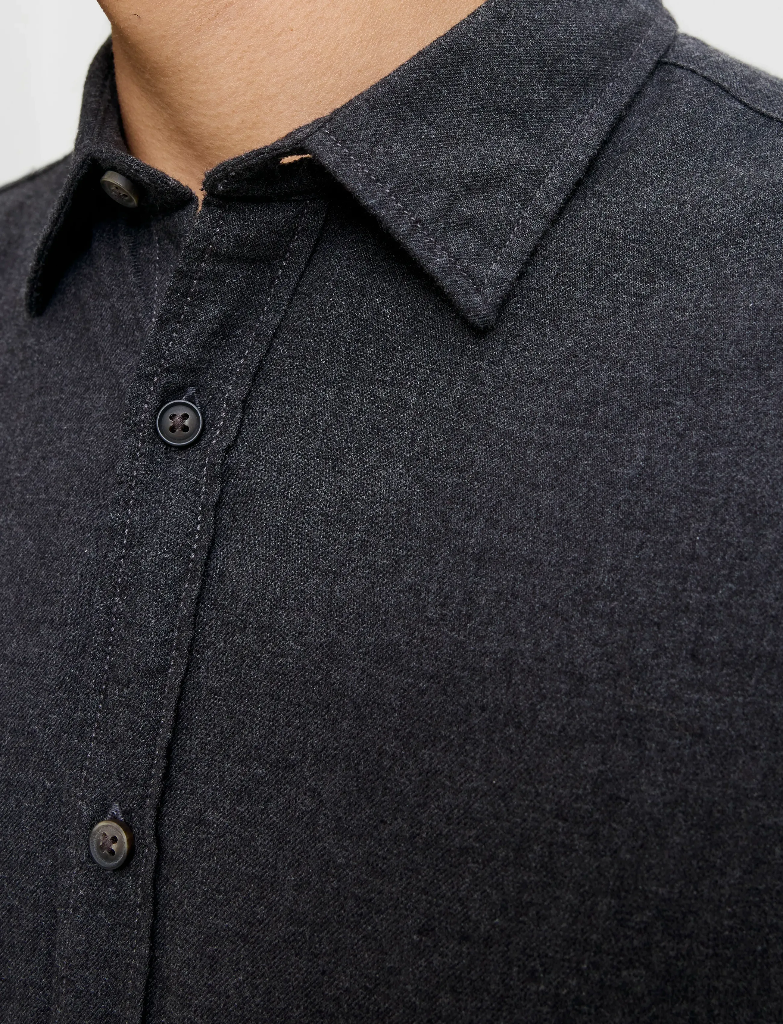 Jack & Jones - JJECLASSIC MELANGE SHIRT L/S NOOS - casual skjortor - dark grey melange - 4