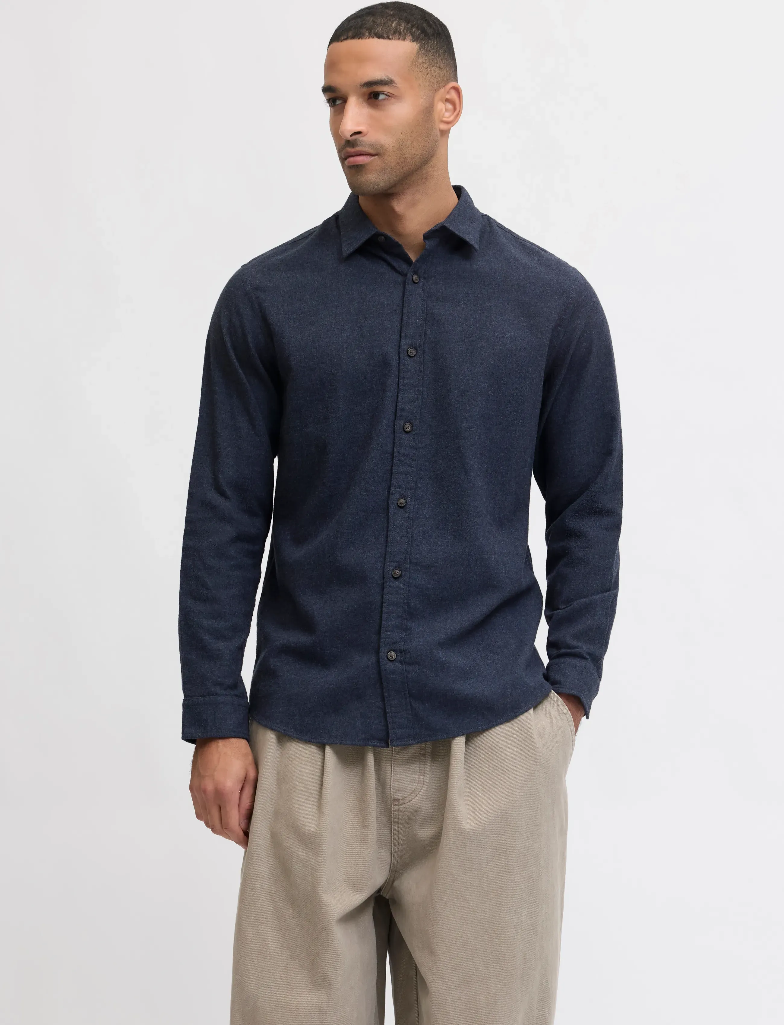 Jack & Jones JJECLASSIC MELANGE SHIRT L/S NOOS - Tøj - NAVY BLAZER / navy