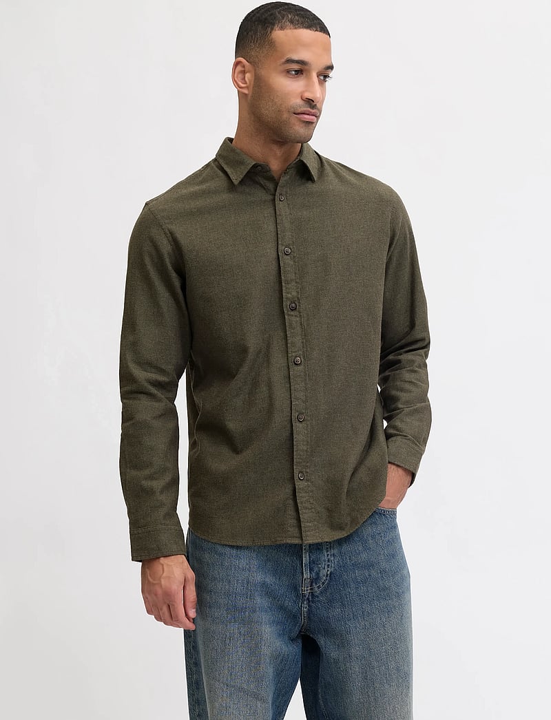 Jack & Jones - JJECLASSIC MELANGE SHIRT L/S NOOS - flanell-hemden - rosin - 0