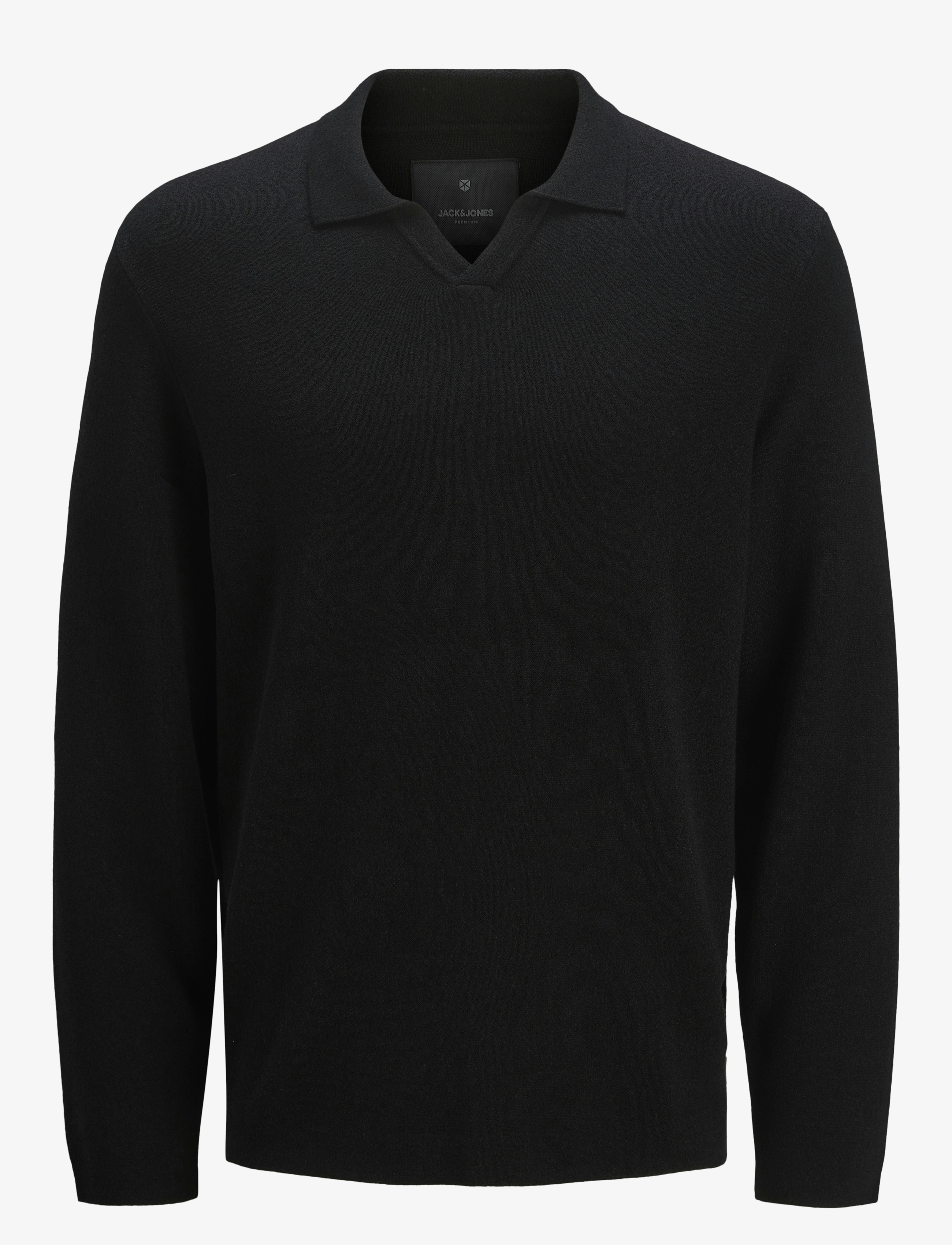 JACK & JONES Jprwason Knit Split Neck Styd Aw24 Schwarz - S - Herren
