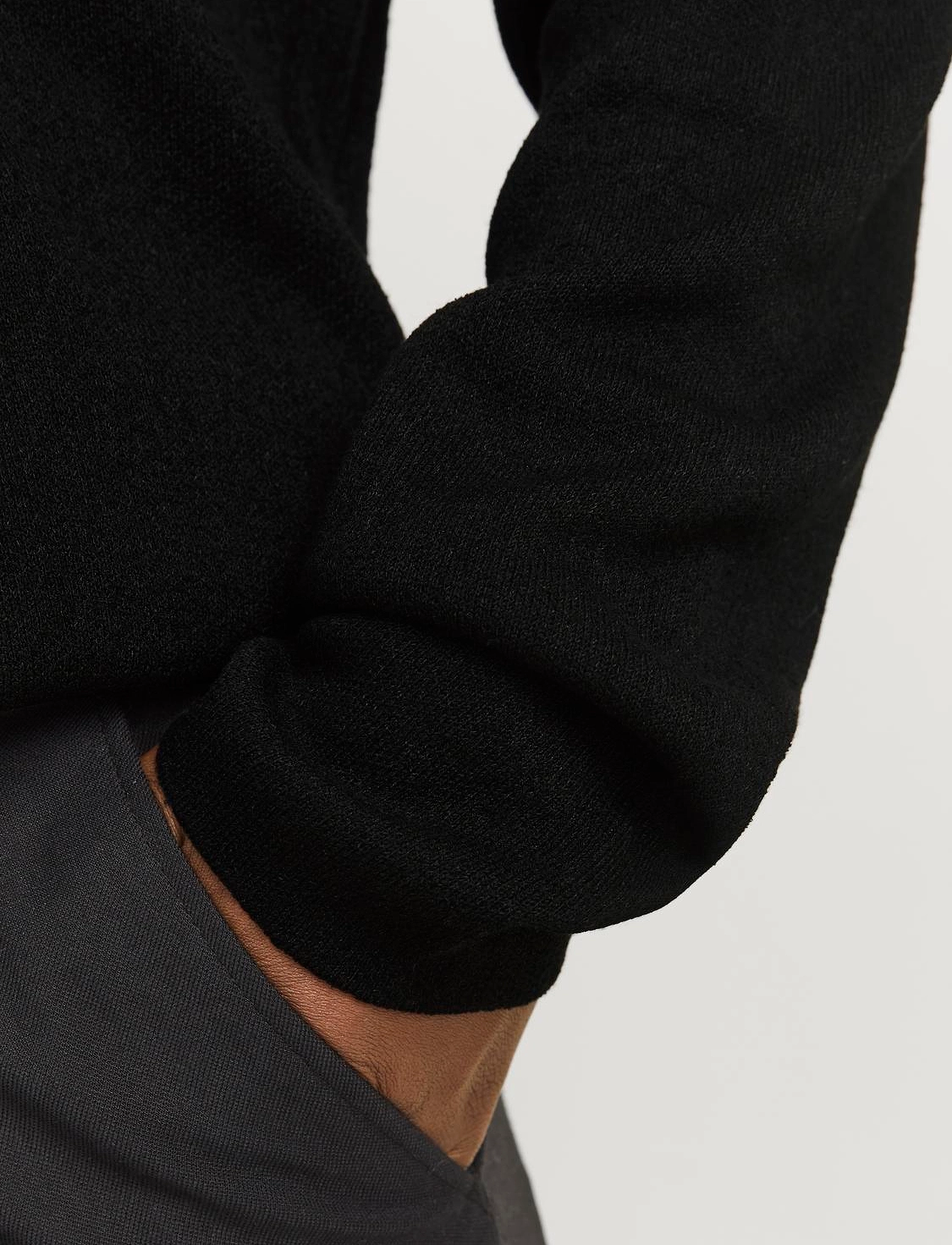 Jack & Jones - JPRWASON KNIT SPLIT NECK STYD AW24 - långärmade stickade pikétröjor - black - 3