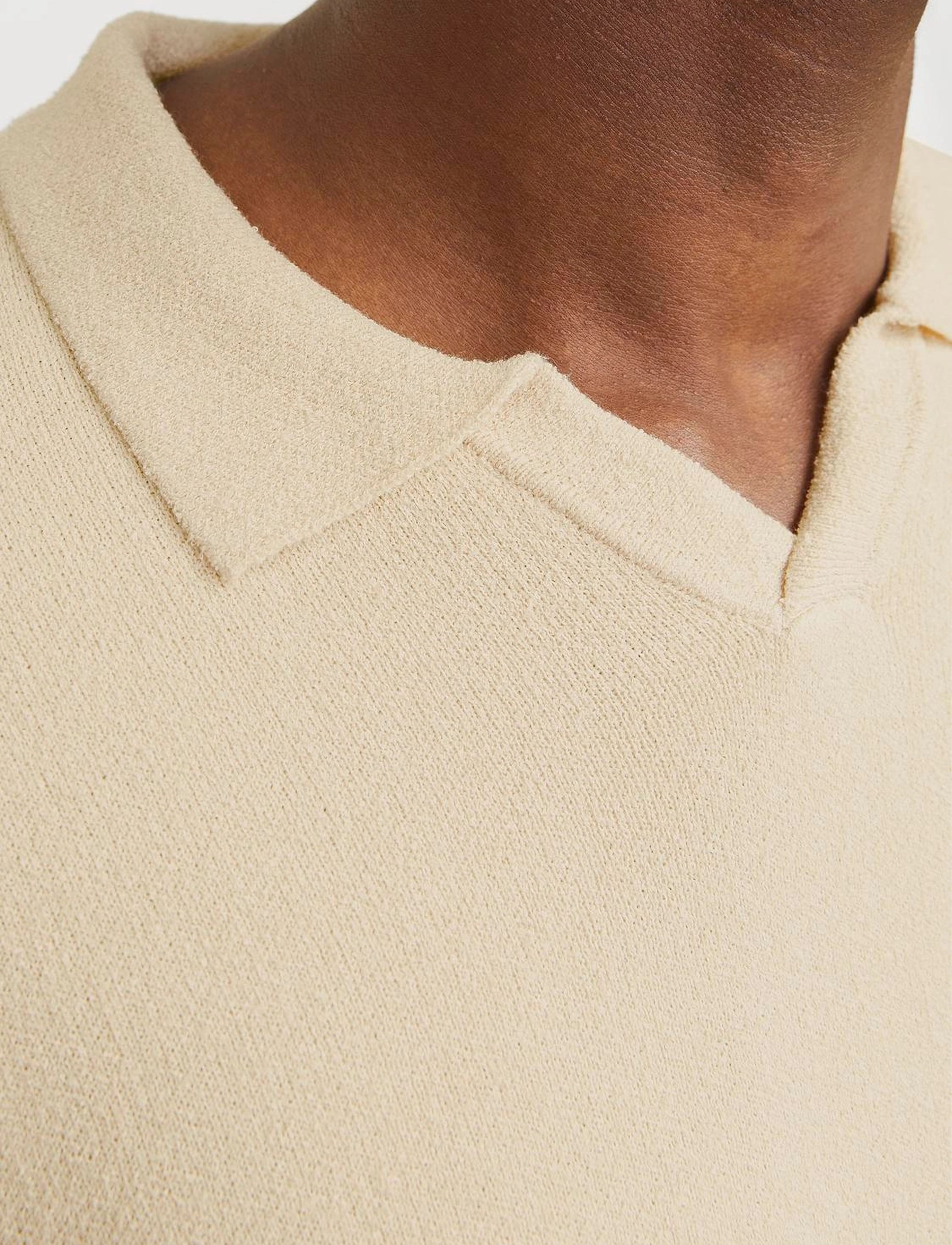 Jack & Jones - JPRWASON KNIT SPLIT NECK STYD AW24 - strik - summer sand - 3