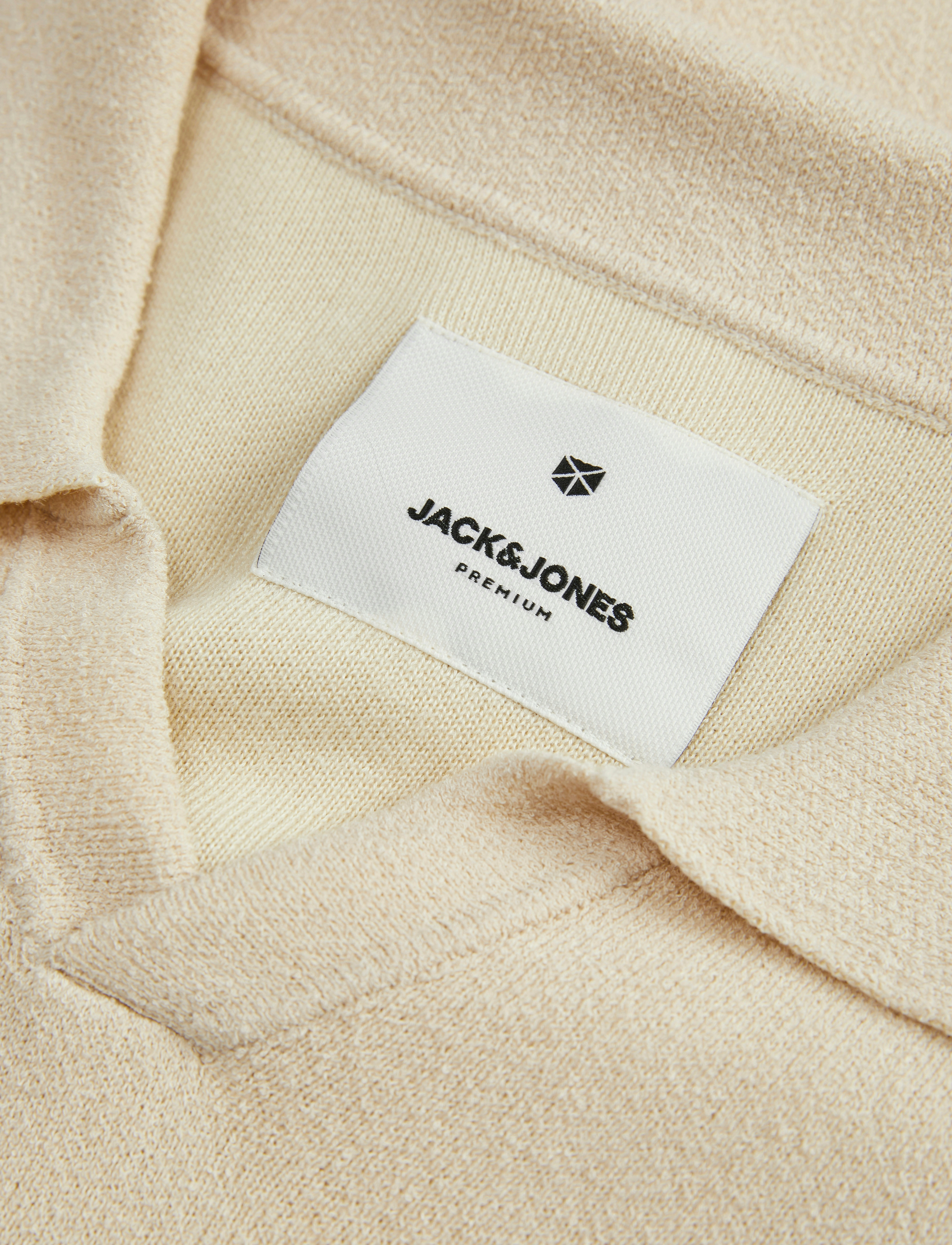 Jack & Jones - JPRWASON KNIT SPLIT NECK STYD AW24 - strik - summer sand - 4