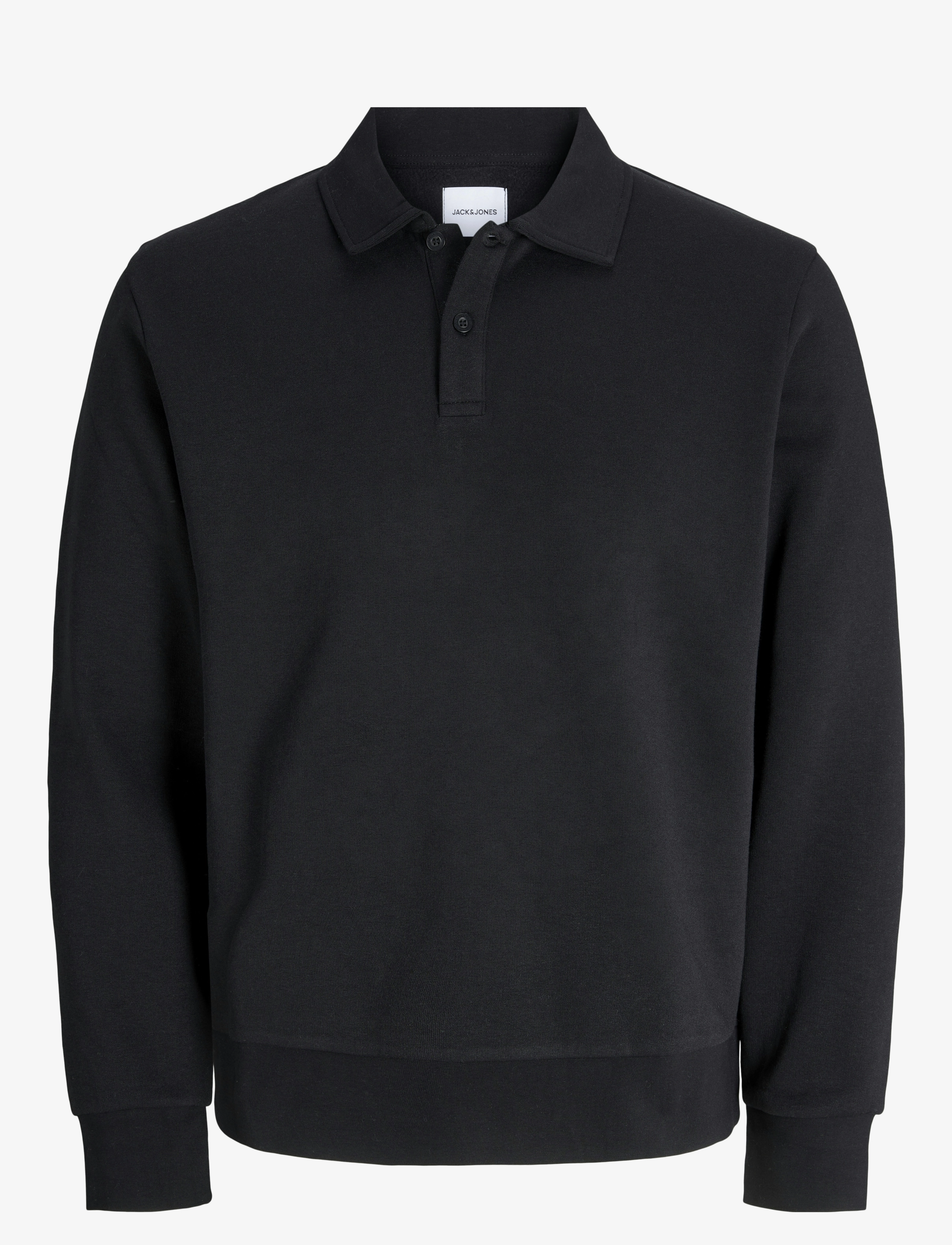 Jack & Jones JJEBRADLEY SWEAT POLO NOOS - Strik - BLACK / black