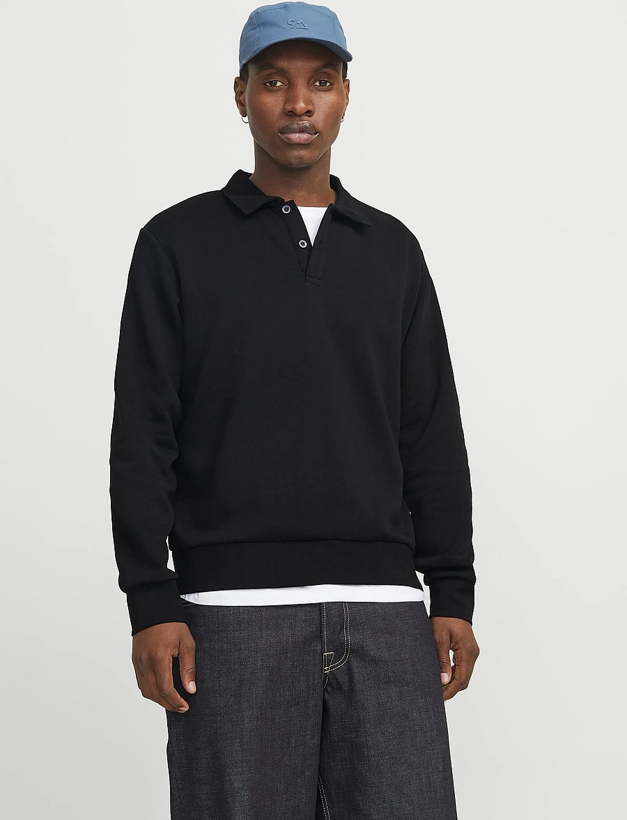 Jack & Jones - JJEBRADLEY SWEAT POLO NOOS - polos en tricot à manches longues - black - 0