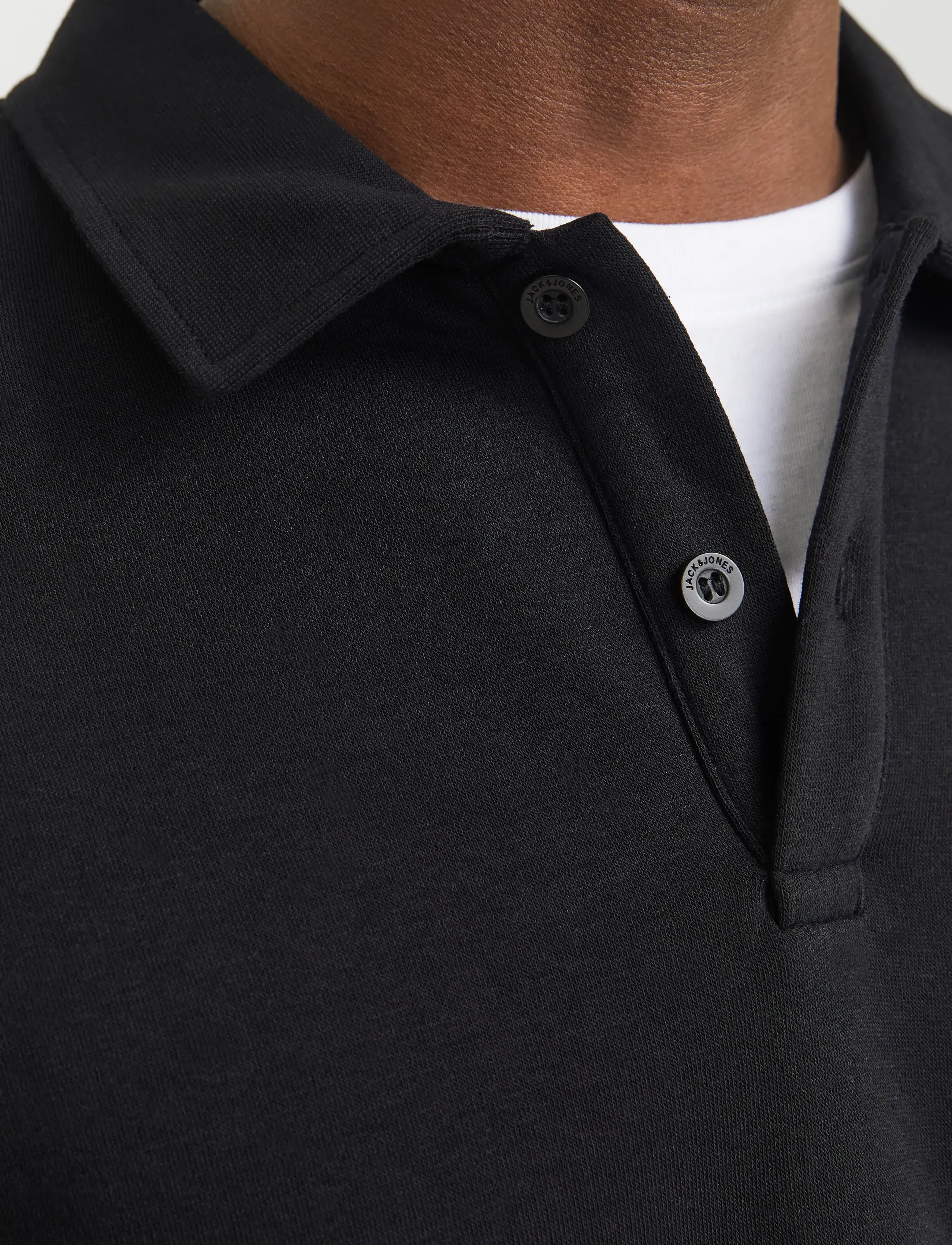 Jack & Jones - JJEBRADLEY SWEAT POLO NOOS - polos en tricot à manches longues - black - 4