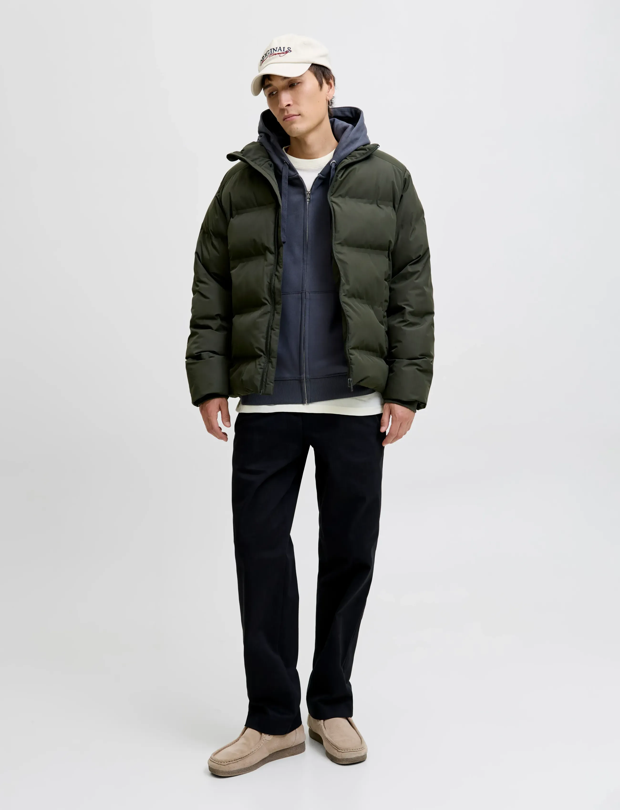 Jack & Jones Jjesoho Puffer Collar Sn, Mænd, Højhalset Pufferjakke, Kakigrøn, Str: XL