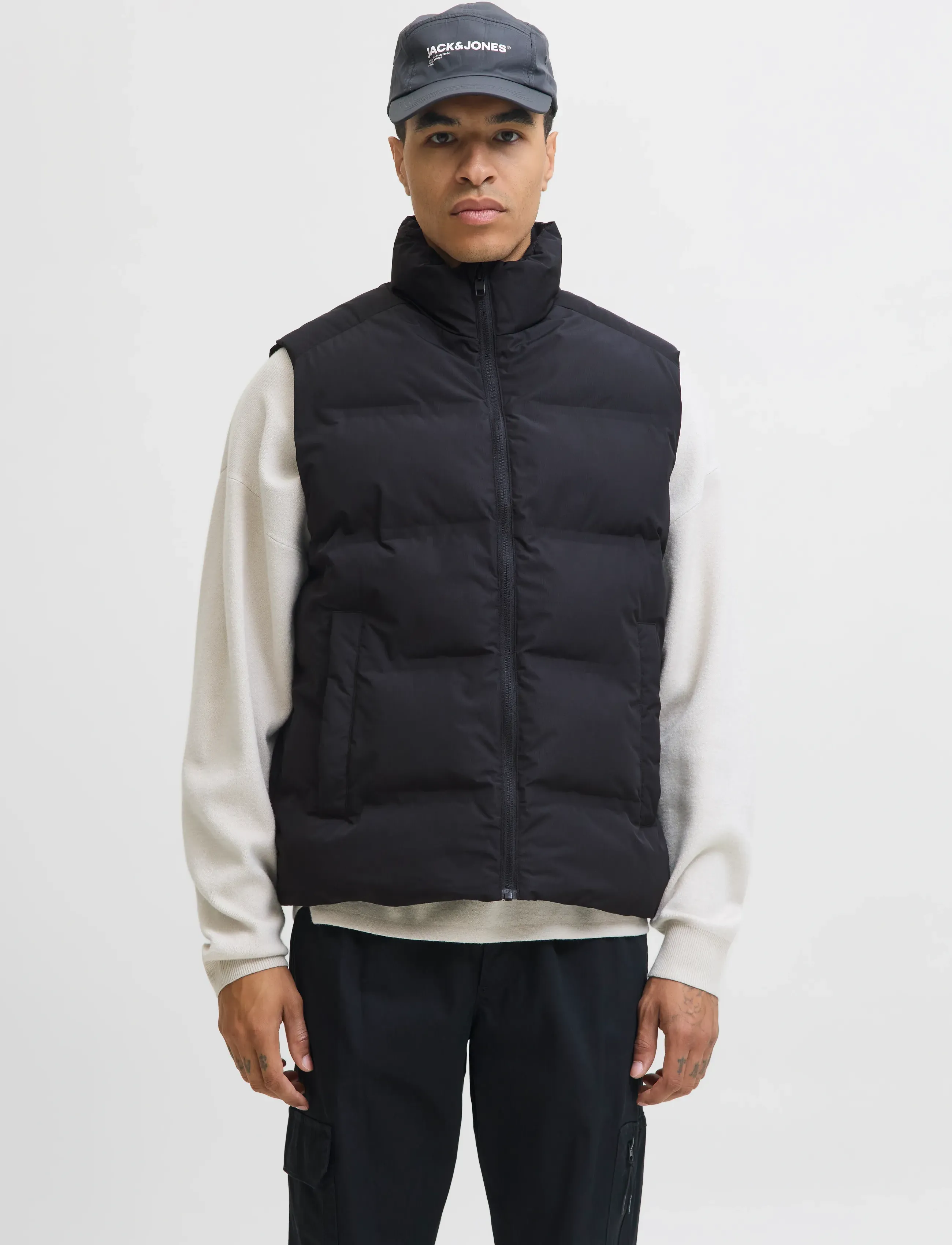Jack & Jones JJESOHO BODYWARMER COLLAR SN - Overtøj - BLACK / navy