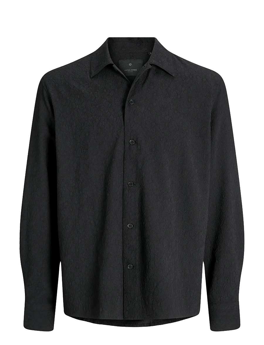 Jack & Jones - JPRBLATREND JACQUARD L/S SHIRT STYD AW24 - chemises décontractées - black - 1