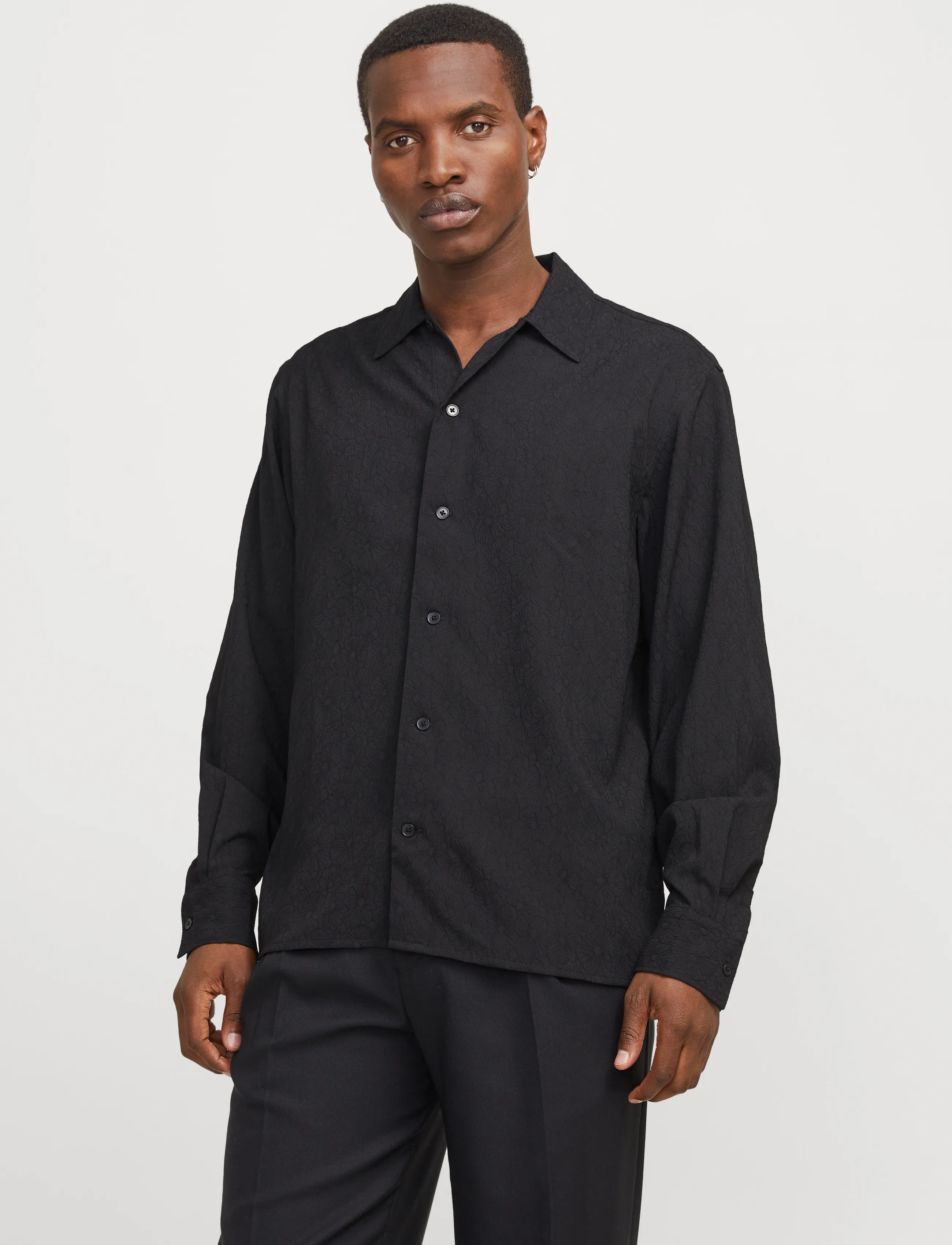 Jack & Jones - JPRBLATREND JACQUARD L/S SHIRT STYD AW24 - chemises décontractées - black - 5