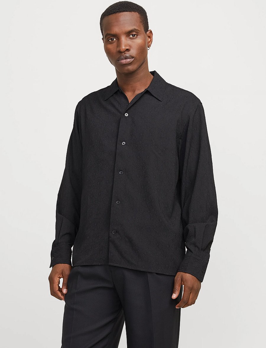 Jack & Jones - JPRBLATREND JACQUARD L/S SHIRT STYD AW24 - chemises décontractées - black - 5