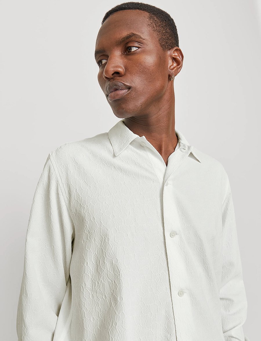 Jack & Jones - JPRBLATREND JACQUARD L/S SHIRT STYD AW24 - casual skjorter - white - 4