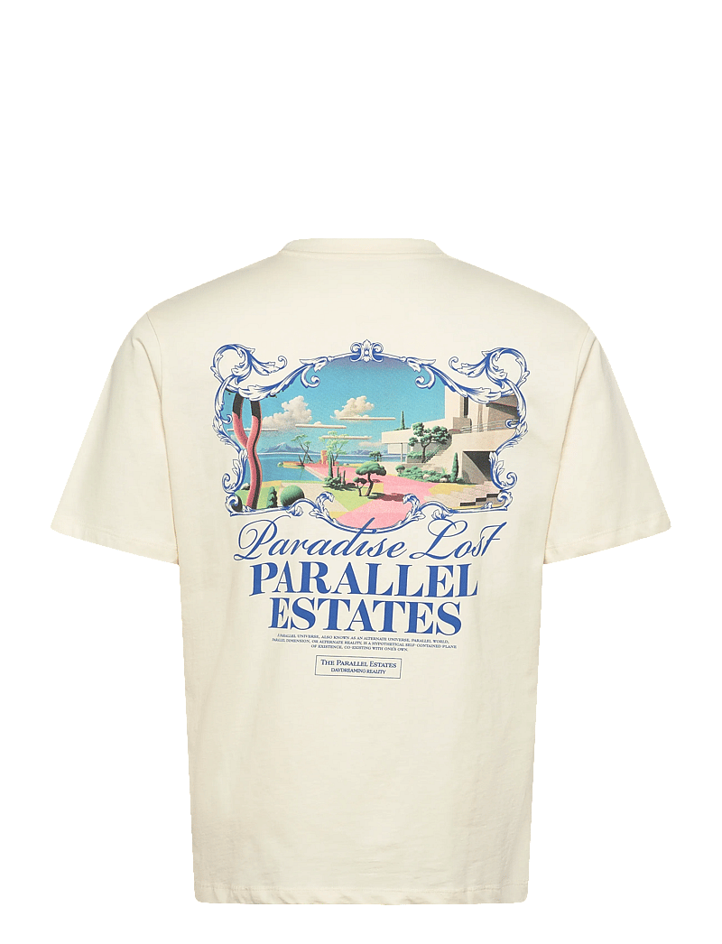 Jack & Jones - JORVALLEY TEE SS CREW NECK TG LN - kortærmede t-shirts - antique white - 1