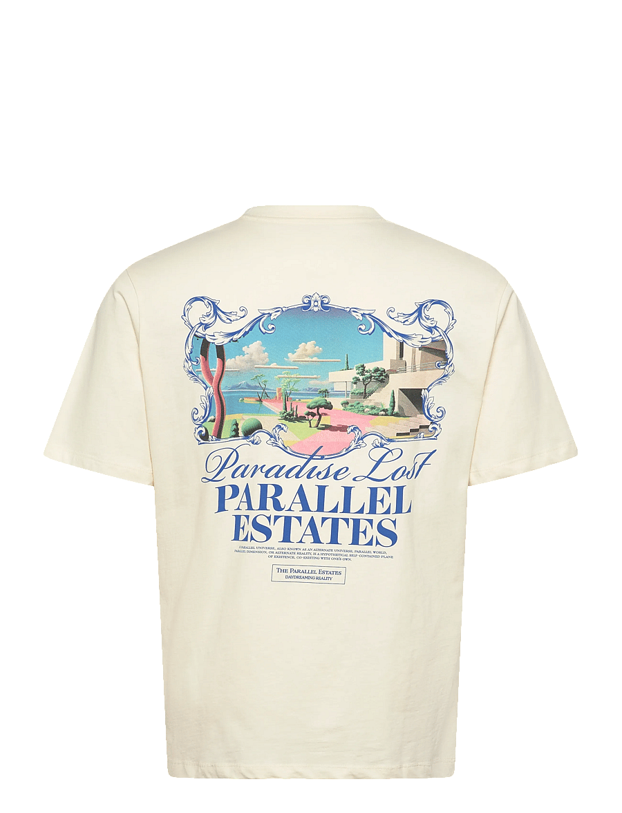 Jack & Jones - JORVALLEY TEE SS CREW NECK TG LN - lühikeste varrukatega t-särgid - antique white - 1