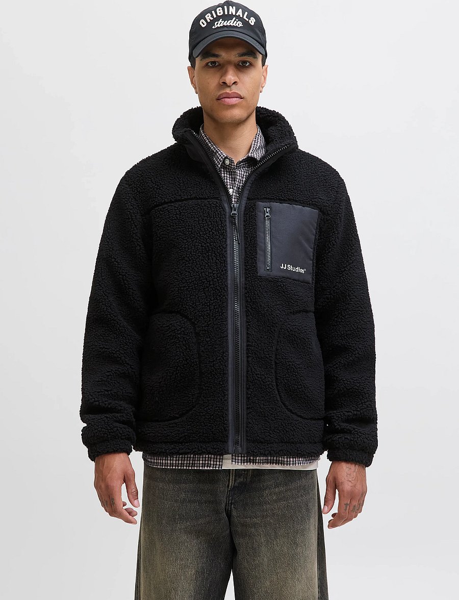 Jack & Jones - JJESOHO TEDDY JACKET NOOS - teddy sweaters - black - 0