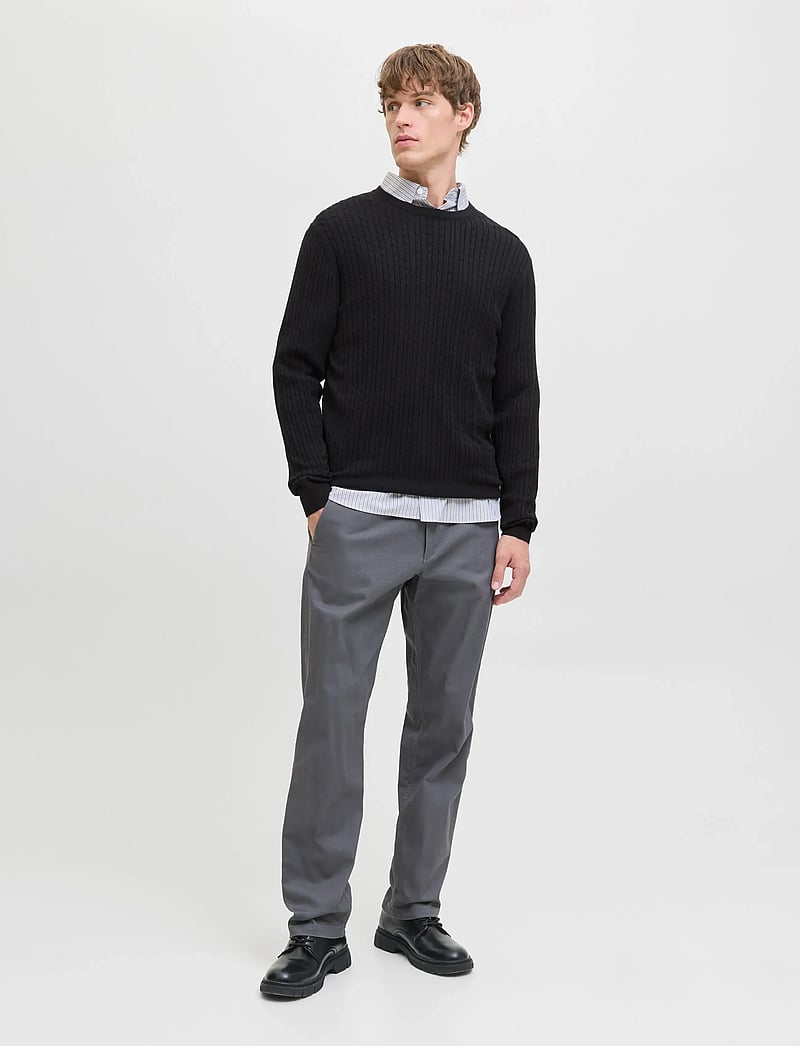 Jack & Jones - JJEEMIL KNIT CABLE CREW NECK NOOS - rundhals - black - 0