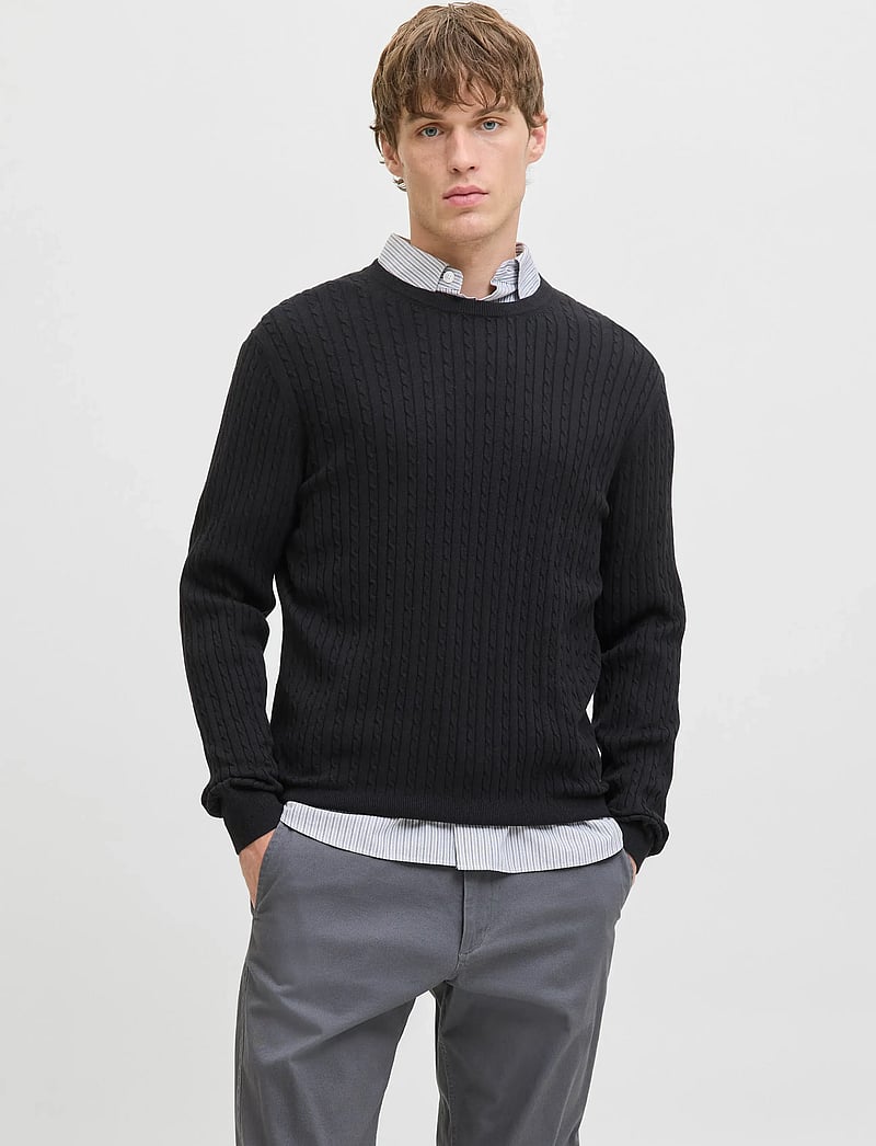 Jack & Jones - JJEEMIL KNIT CABLE CREW NECK NOOS - rundhals - black - 3