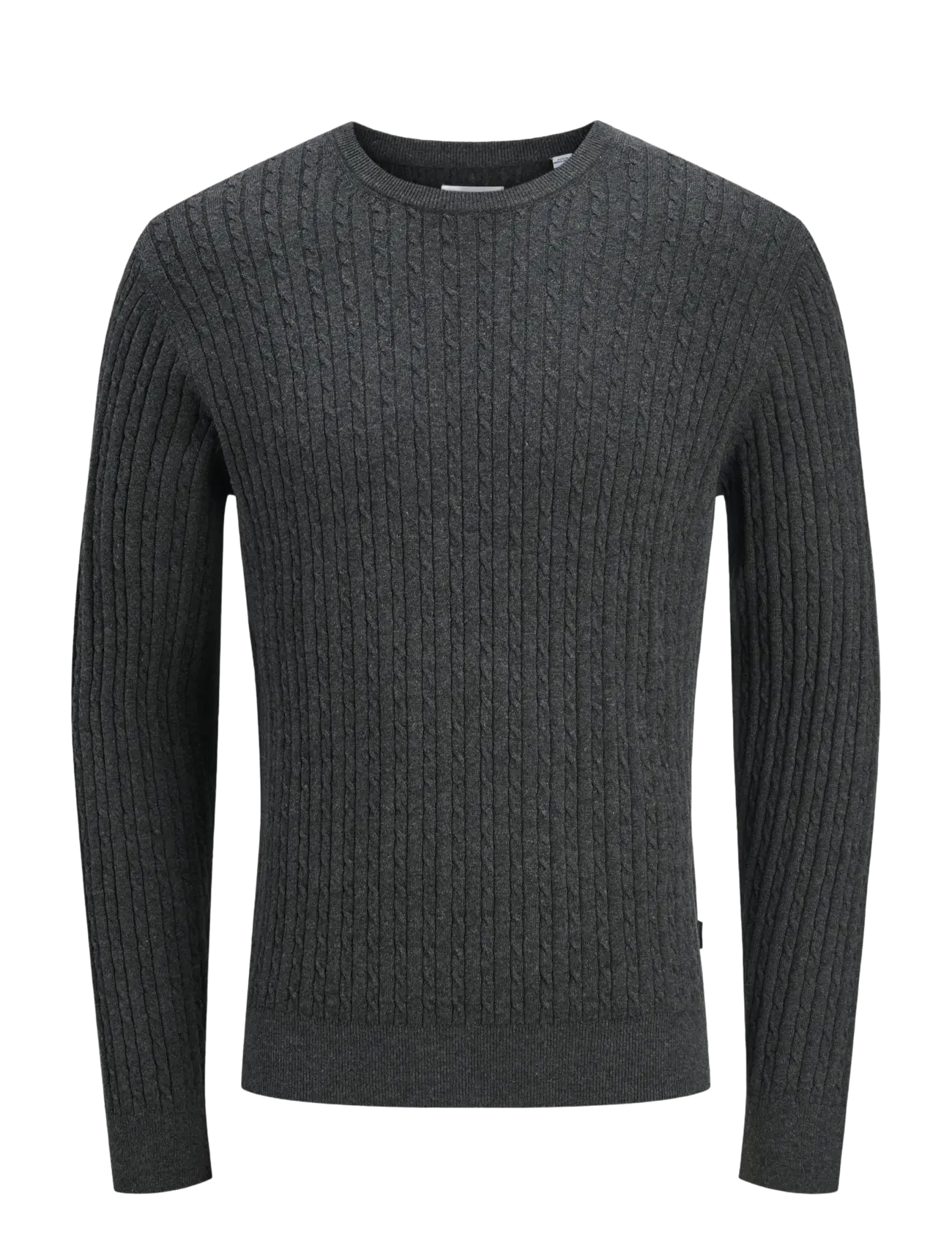 Jack & Jones JJEEMIL KNIT CABLE CREW NECK NOOS - Basic-Strickmode - DARK GREY MELANGE / grey
