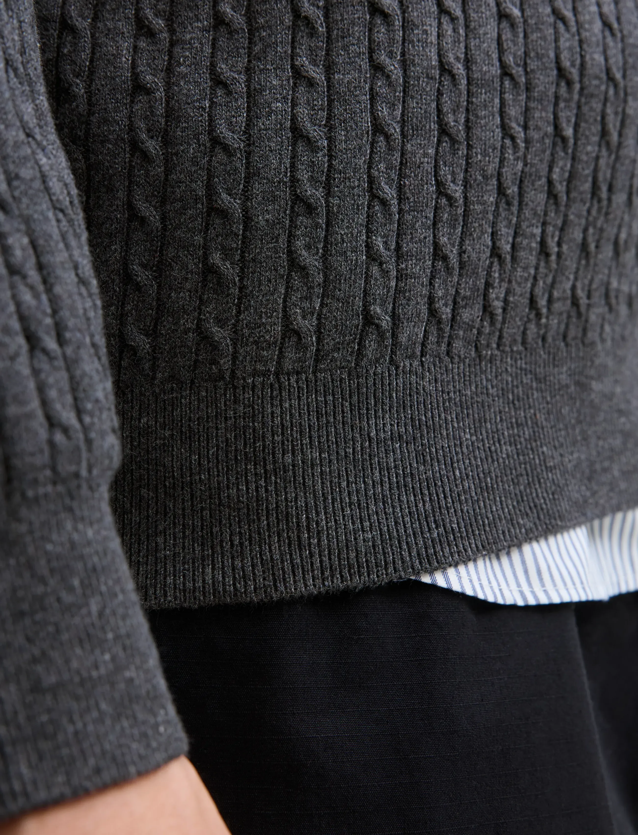 Jack & Jones - JJEEMIL KNIT CABLE CREW NECK NOOS - rundhalsad - dark grey melange - 3