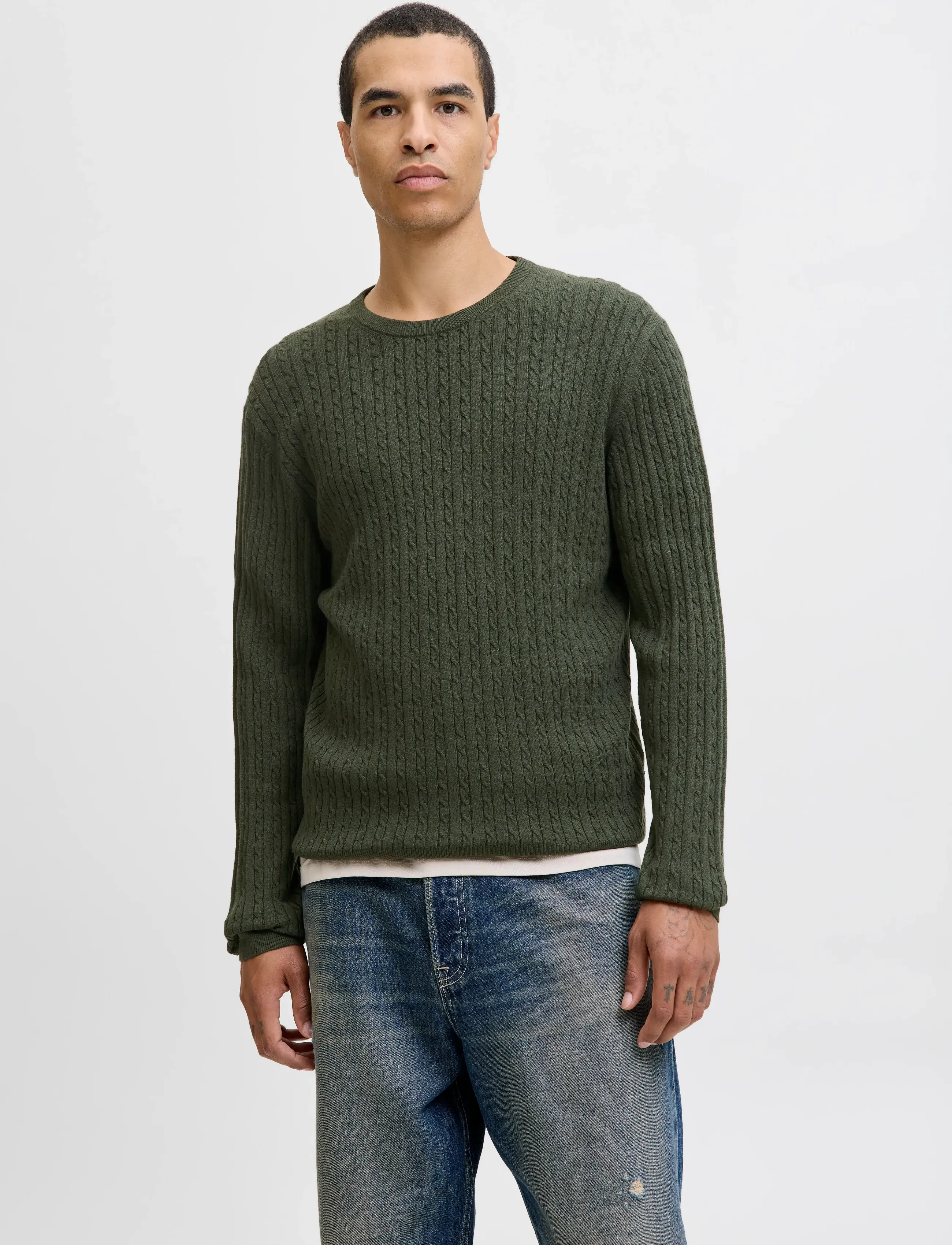 JACK & JONES Jjeemil Knit Cable Crew Neck Noos stickade tröjor herr – bild 5