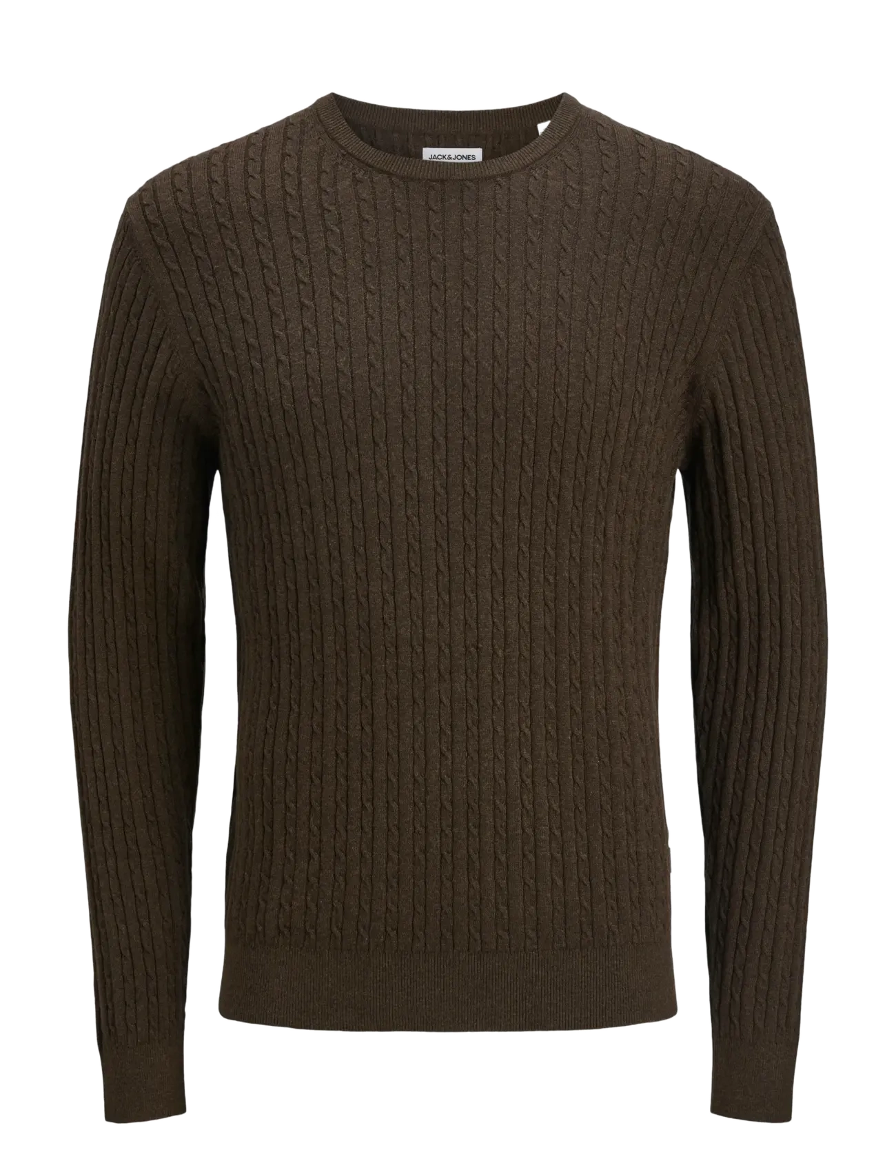 Jack & Jones JJEEMIL KNIT CABLE CREW NECK NOOS - Strik - MULCH / brown