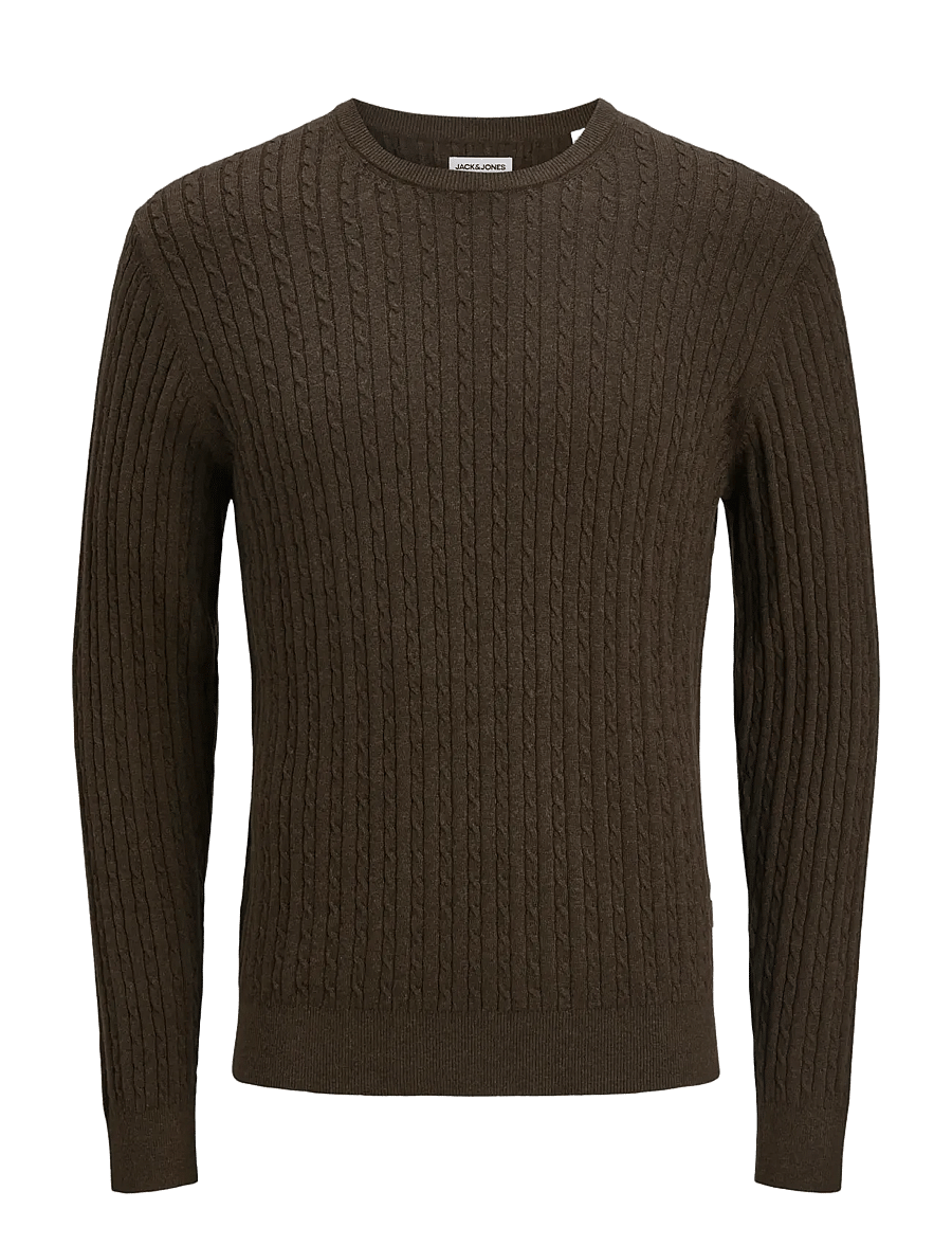 Jack & Jones - JJEEMIL KNIT CABLE CREW NECK NOOS - rundhals - mulch - 1