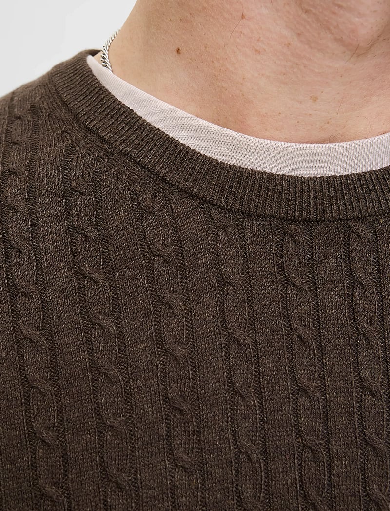 Jack & Jones - JJEEMIL KNIT CABLE CREW NECK NOOS - rundhalsad - mulch - 5