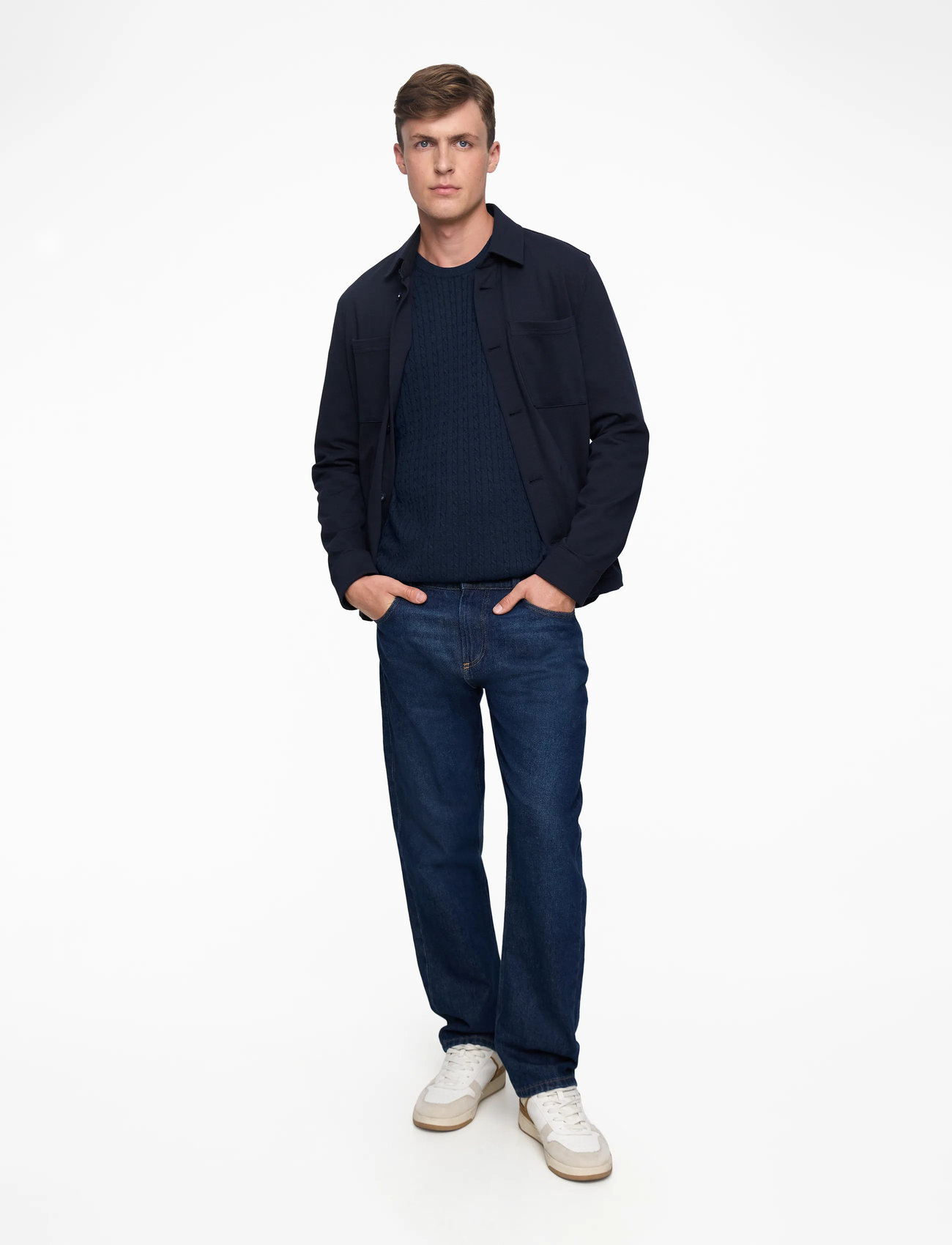 Jack & Jones - JJEEMIL KNIT CABLE CREW NECK NOOS - pulls col rond - navy blazer - 2