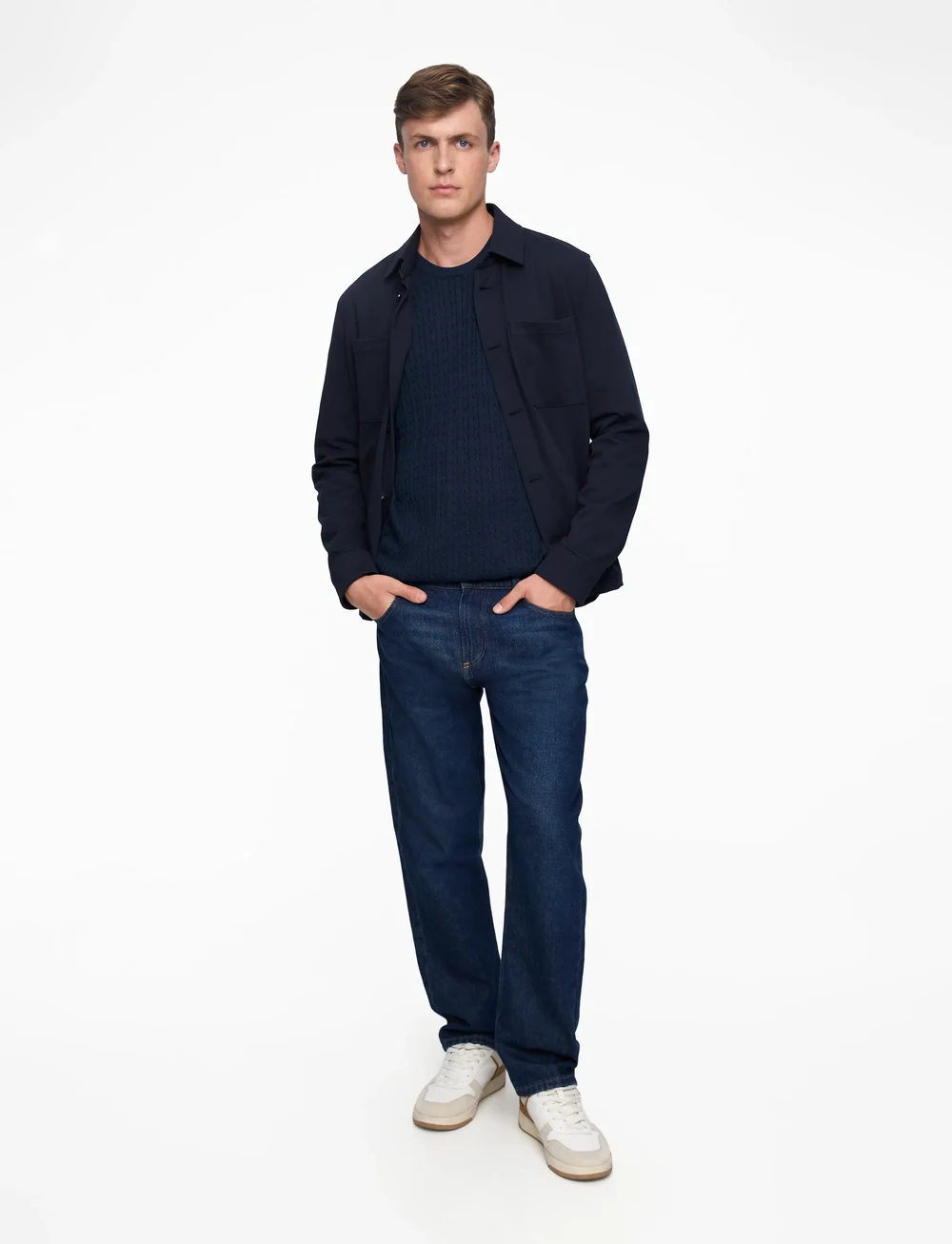 Jack & Jones - JJEEMIL KNIT CABLE CREW NECK NOOS - rundhalsad - navy blazer - 2