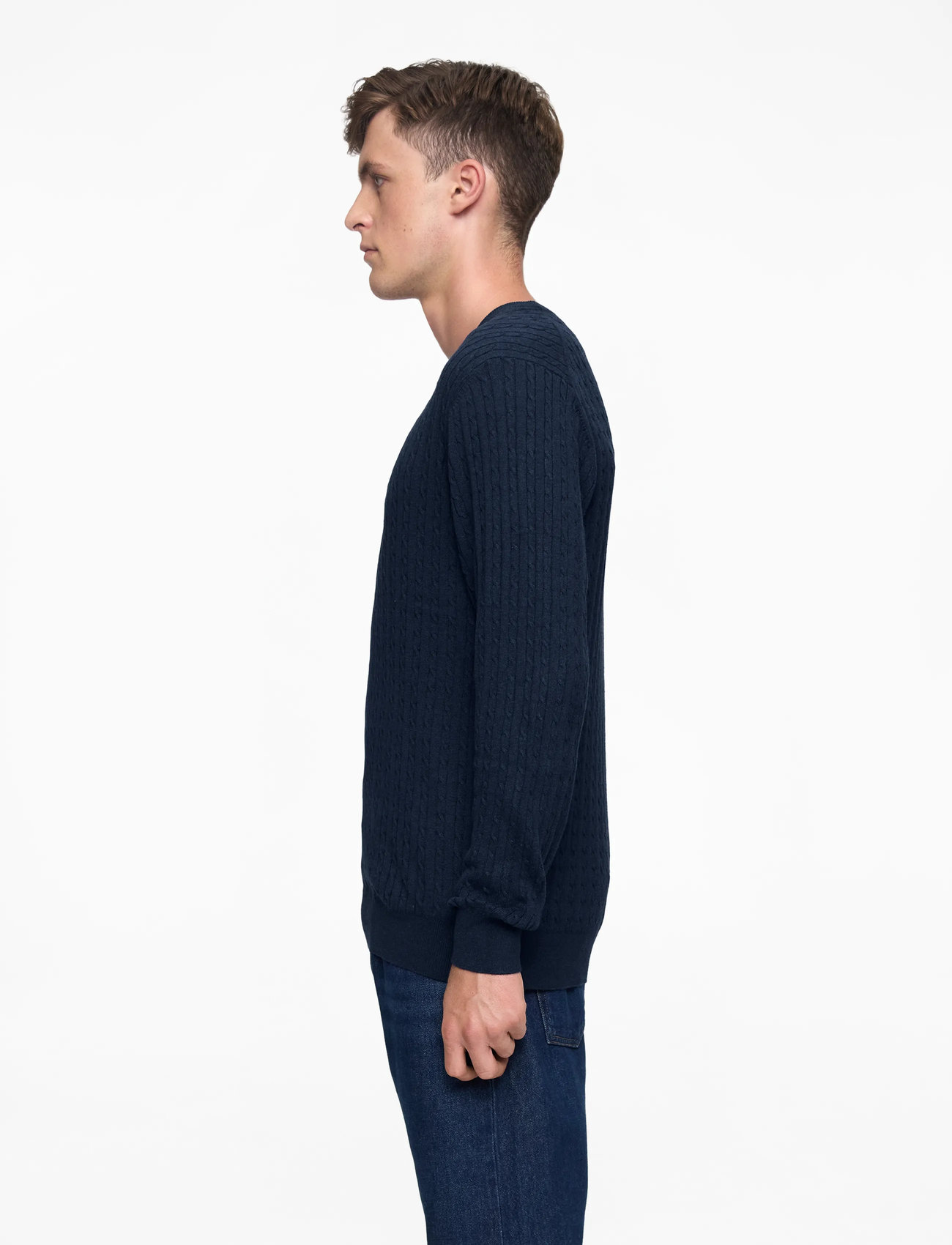 Jack & Jones - JJEEMIL KNIT CABLE CREW NECK NOOS - pulls col rond - navy blazer - 3
