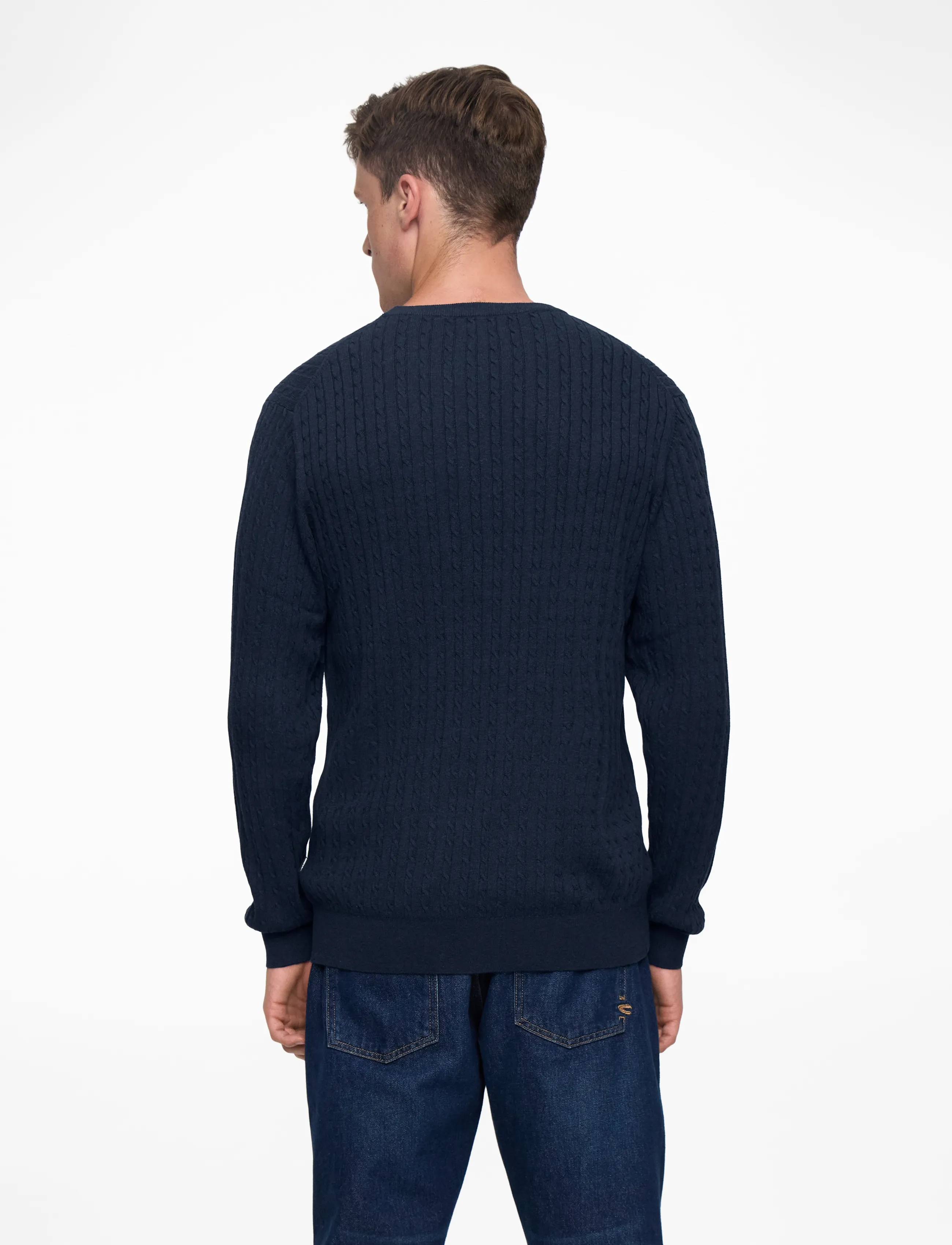 Jack & Jones - JJEEMIL KNIT CABLE CREW NECK NOOS - ronde hals - navy blazer - 4