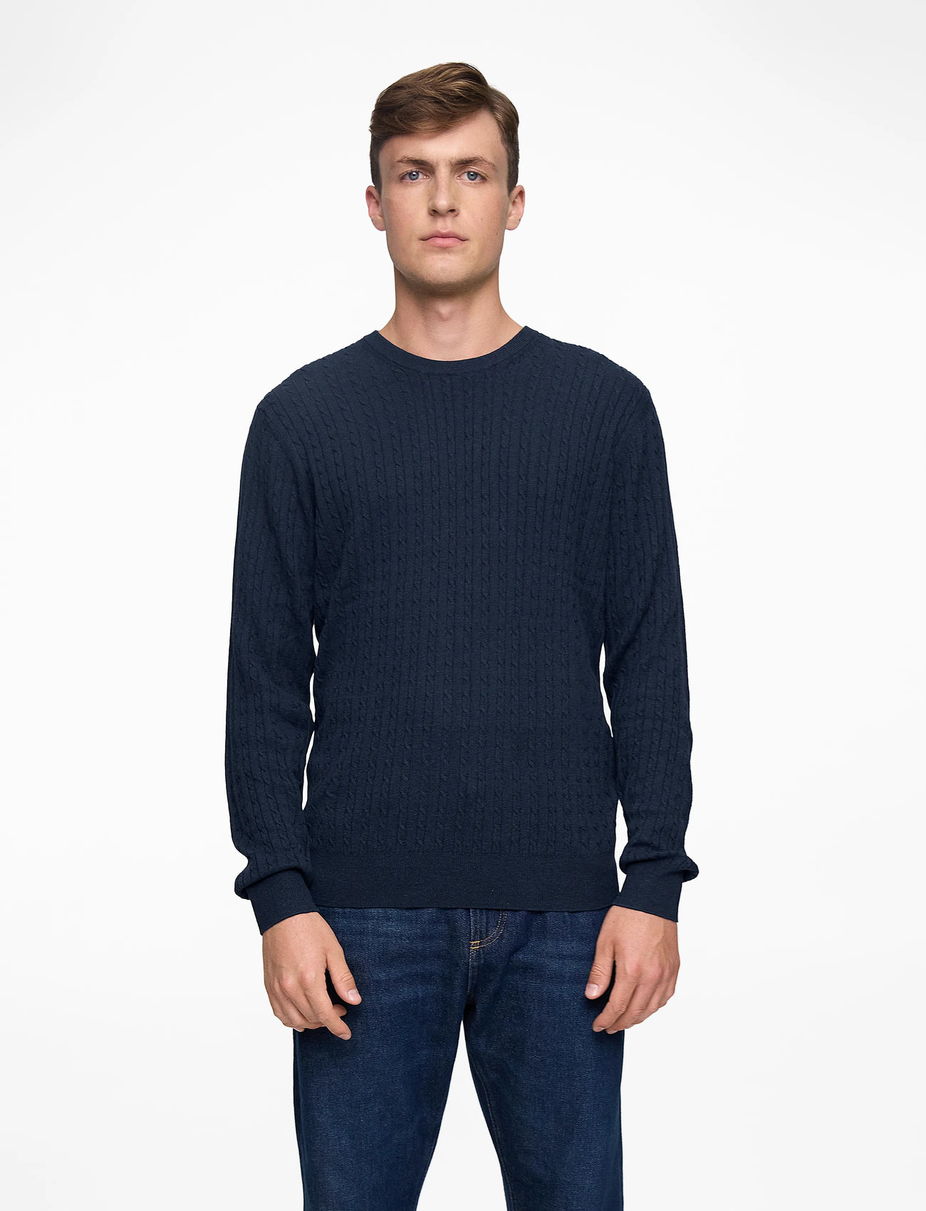 Jack & Jones - JJEEMIL KNIT CABLE CREW NECK NOOS - pulls col rond - navy blazer - 0