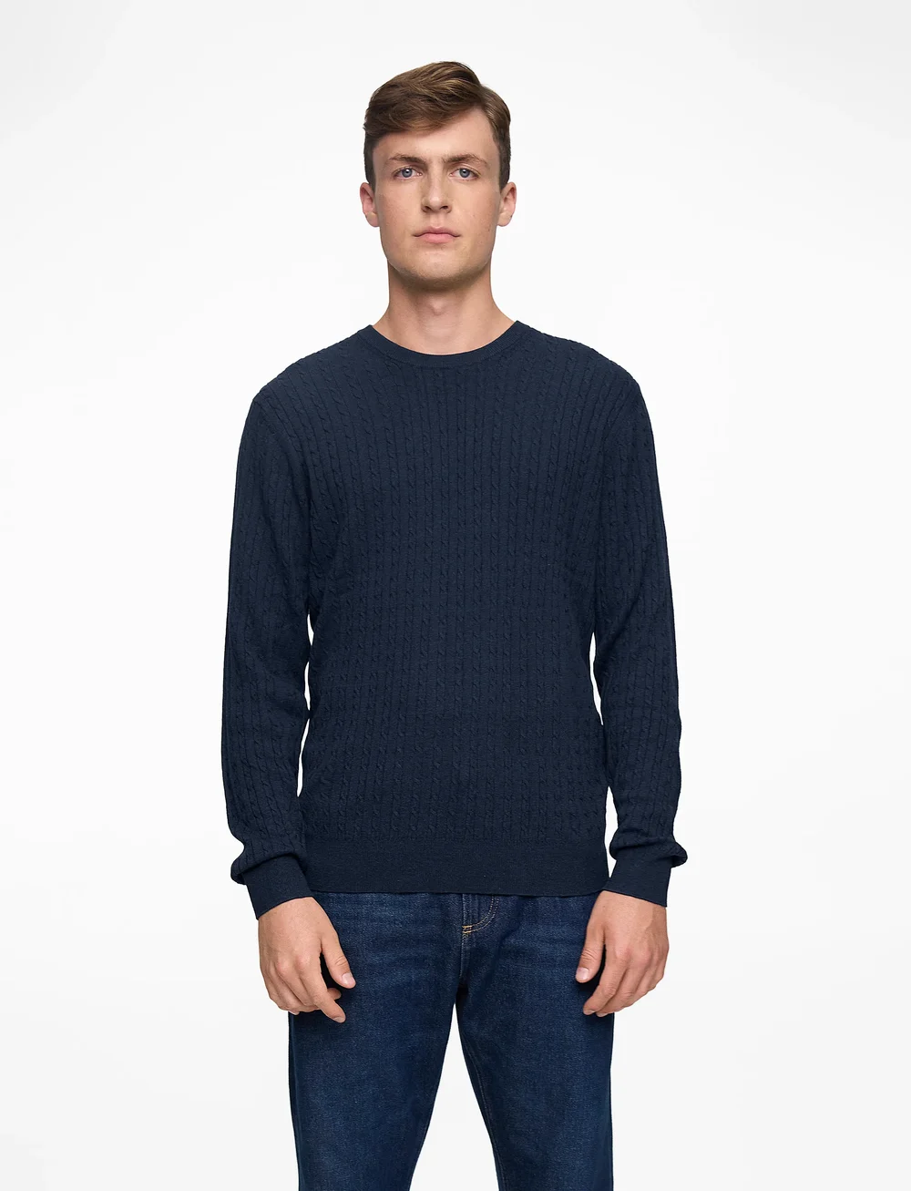 Jack & Jones - JJEEMIL KNIT CABLE CREW NECK NOOS - rundhalsad - navy blazer - 0