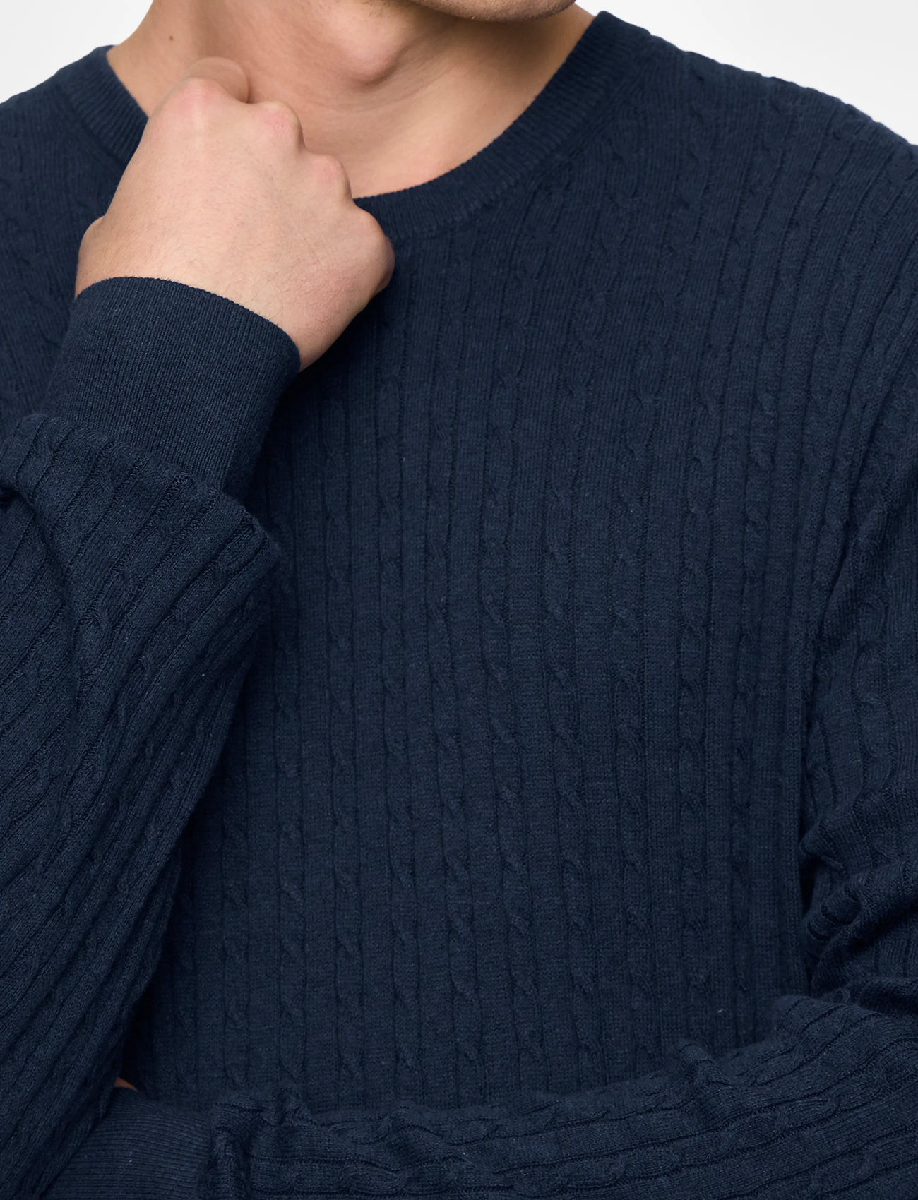 Jack & Jones - JJEEMIL KNIT CABLE CREW NECK NOOS - pulls col rond - navy blazer - 5