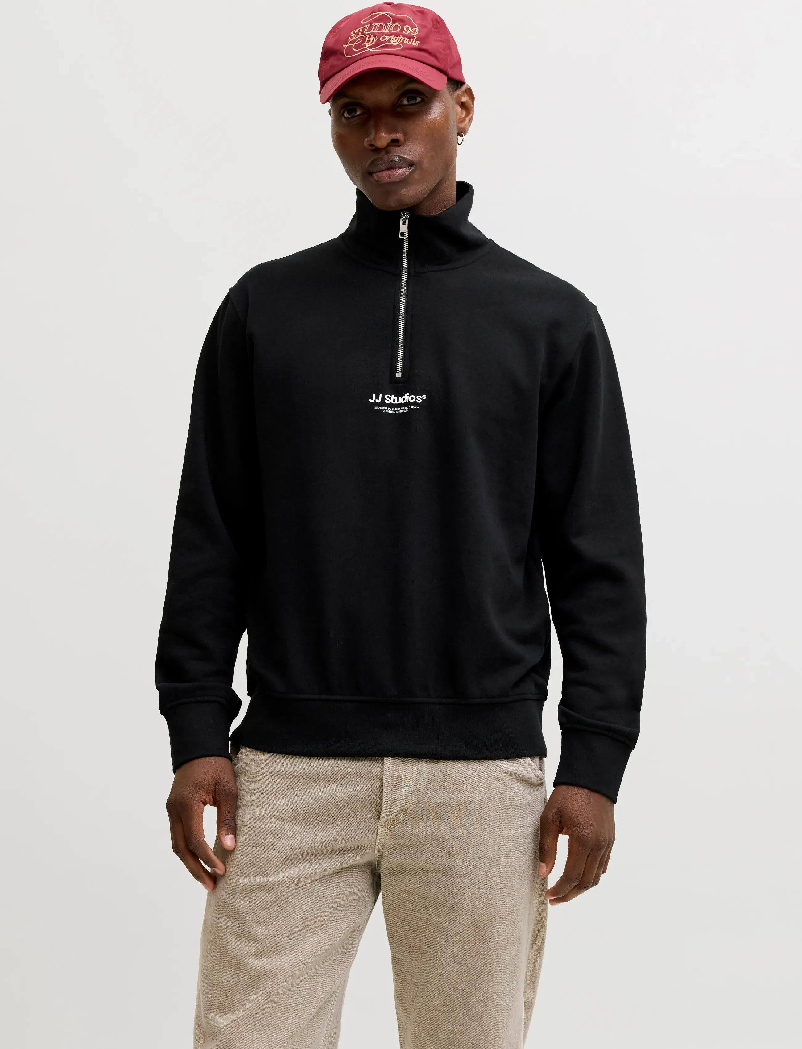 Jack & Jones JJESOHO SWEAT QUARTER ZIP HN NOOS - App deal - BLACK / black