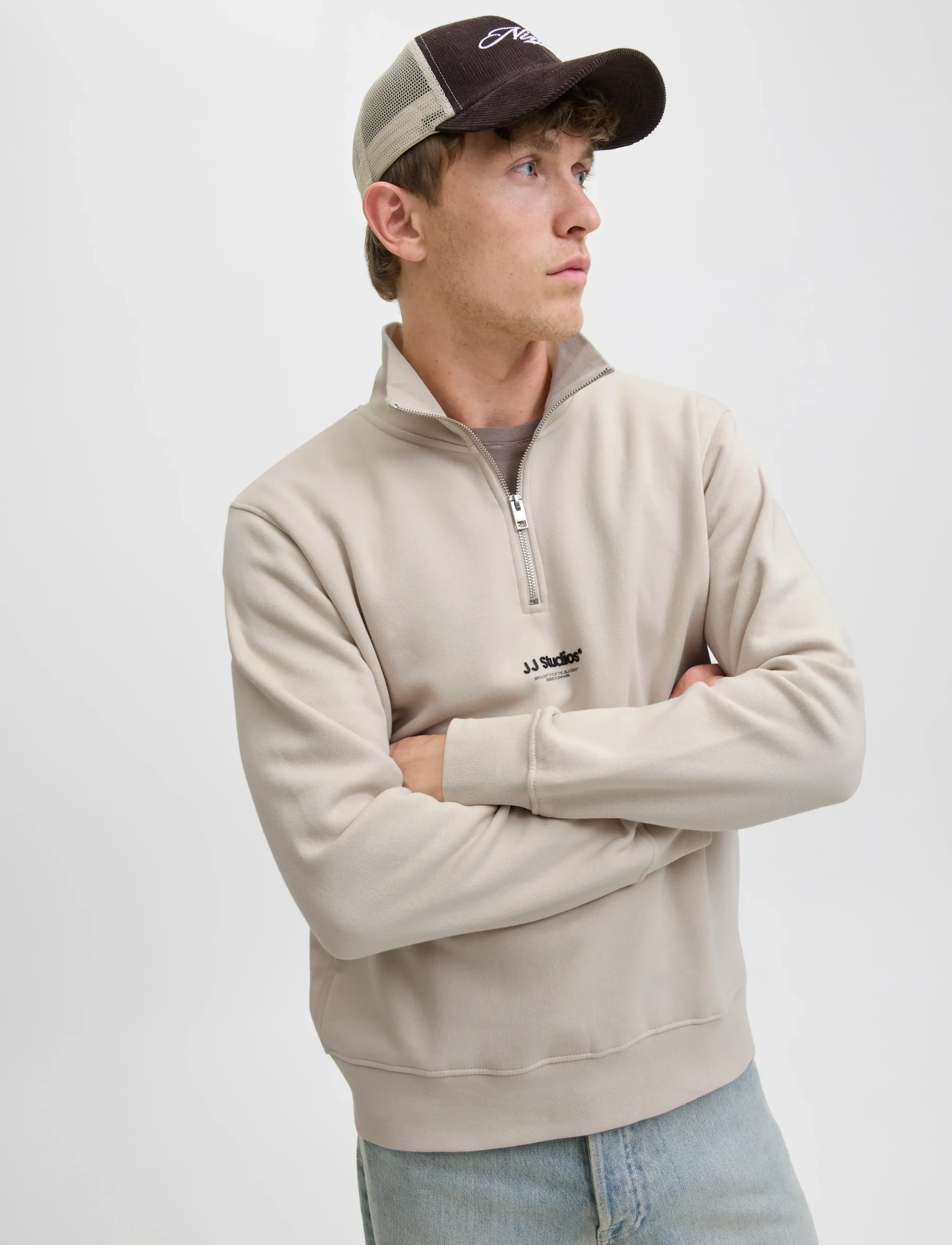 Jack & Jones - JJESOHO SWEAT QUARTER ZIP HN NOOS - kollektsioonid - moonbeam - 5