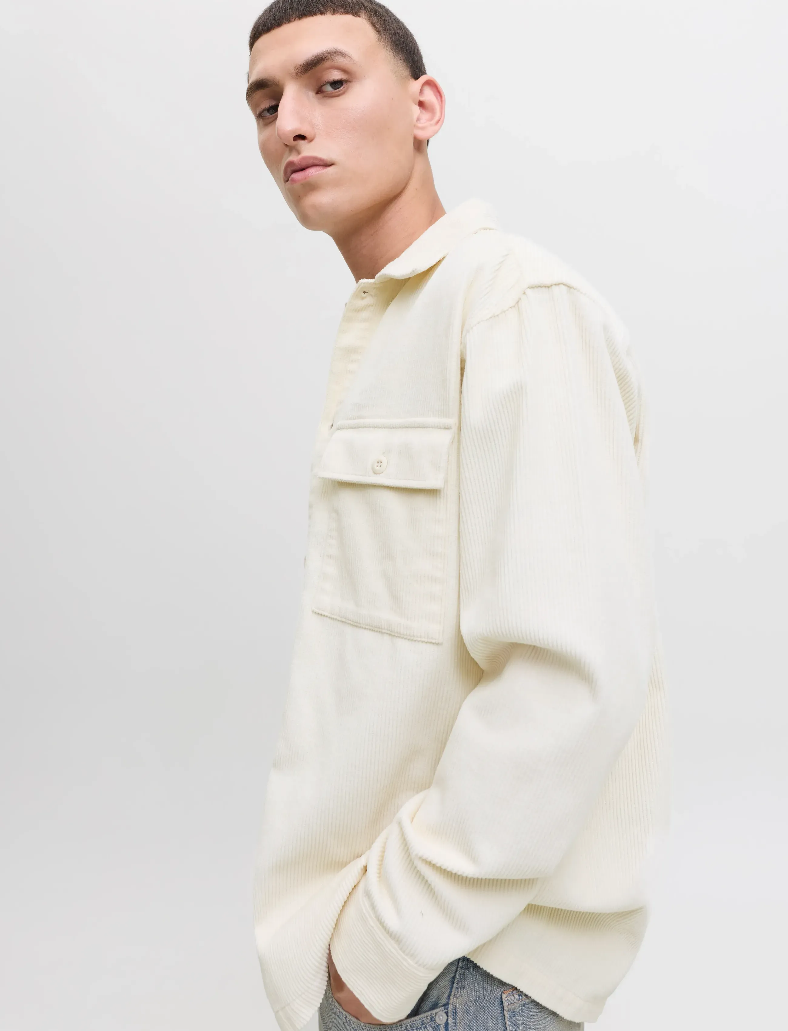 Jack & Jones JJEPERFECT CORDUROY OVERSHIRT LS SN - Streetstyle - ANTIQUE WHITE / cream