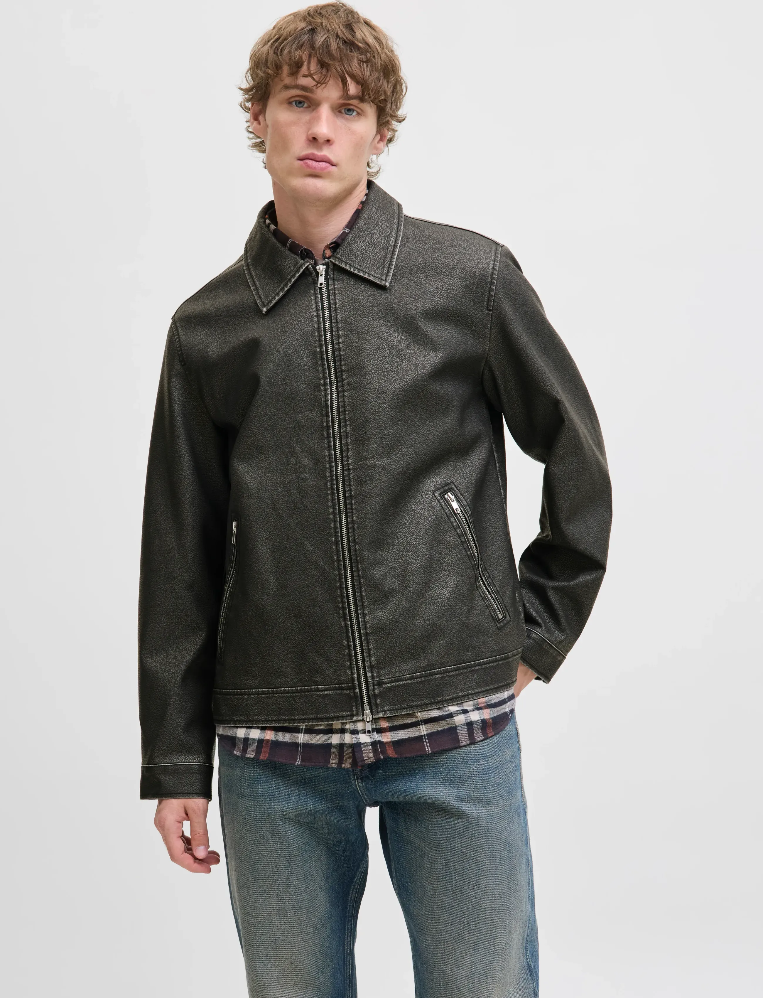 Jack & Jones JJECASABLANCA PU JACKET NOOS - Læderjakker - BLACK / black