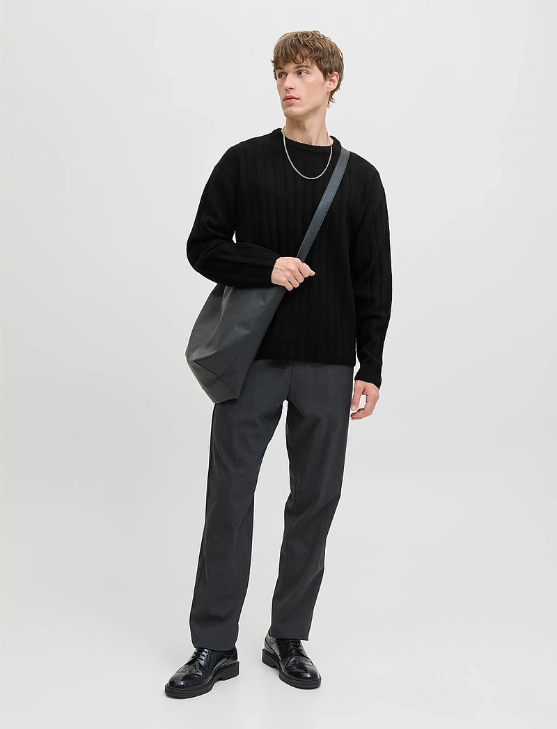 Jack & Jones - JJEBRADLEY CARTER KNIT CREW NECK LN - rundhals - black - 0