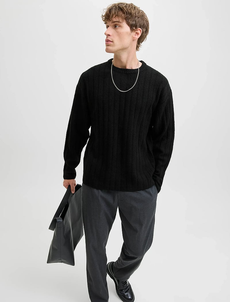 Jack & Jones - JJEBRADLEY CARTER KNIT CREW NECK LN - rundhals - black - 4
