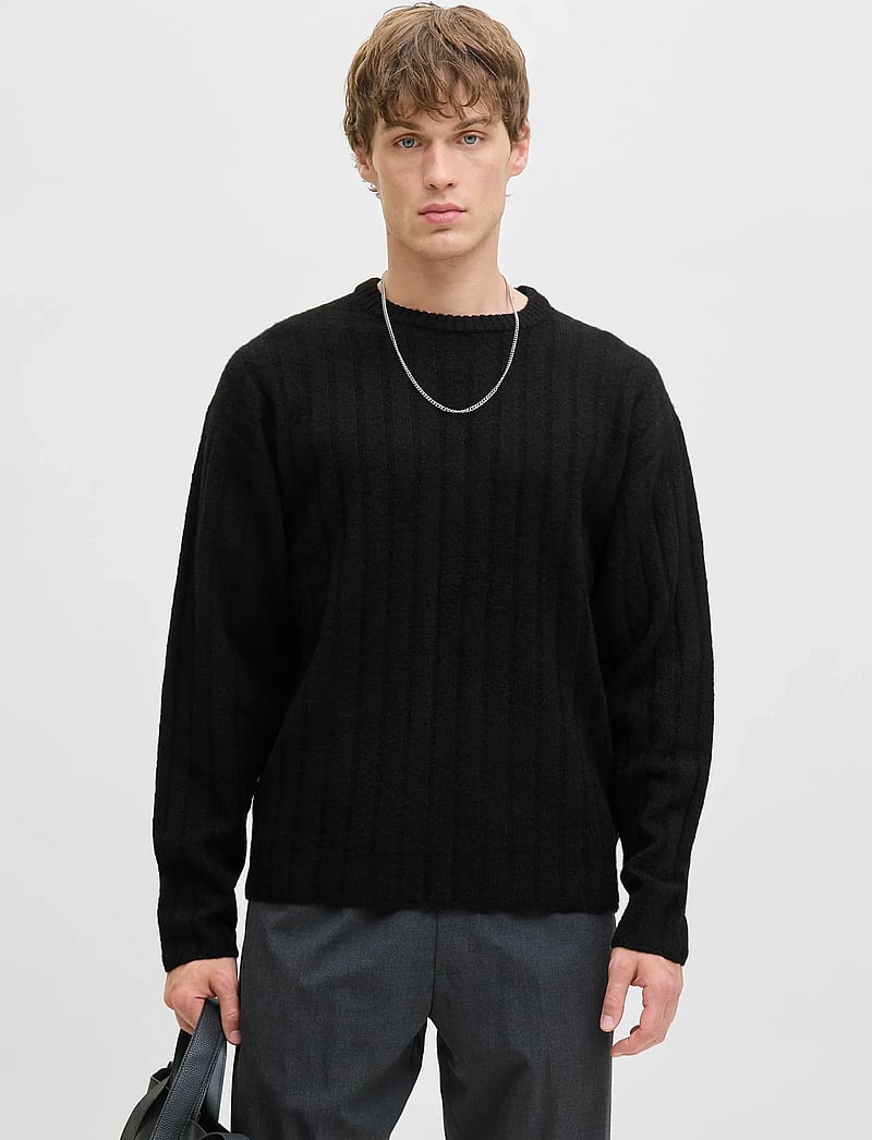 Jack & Jones - JJEBRADLEY CARTER KNIT CREW NECK LN - rundhals - black - 5