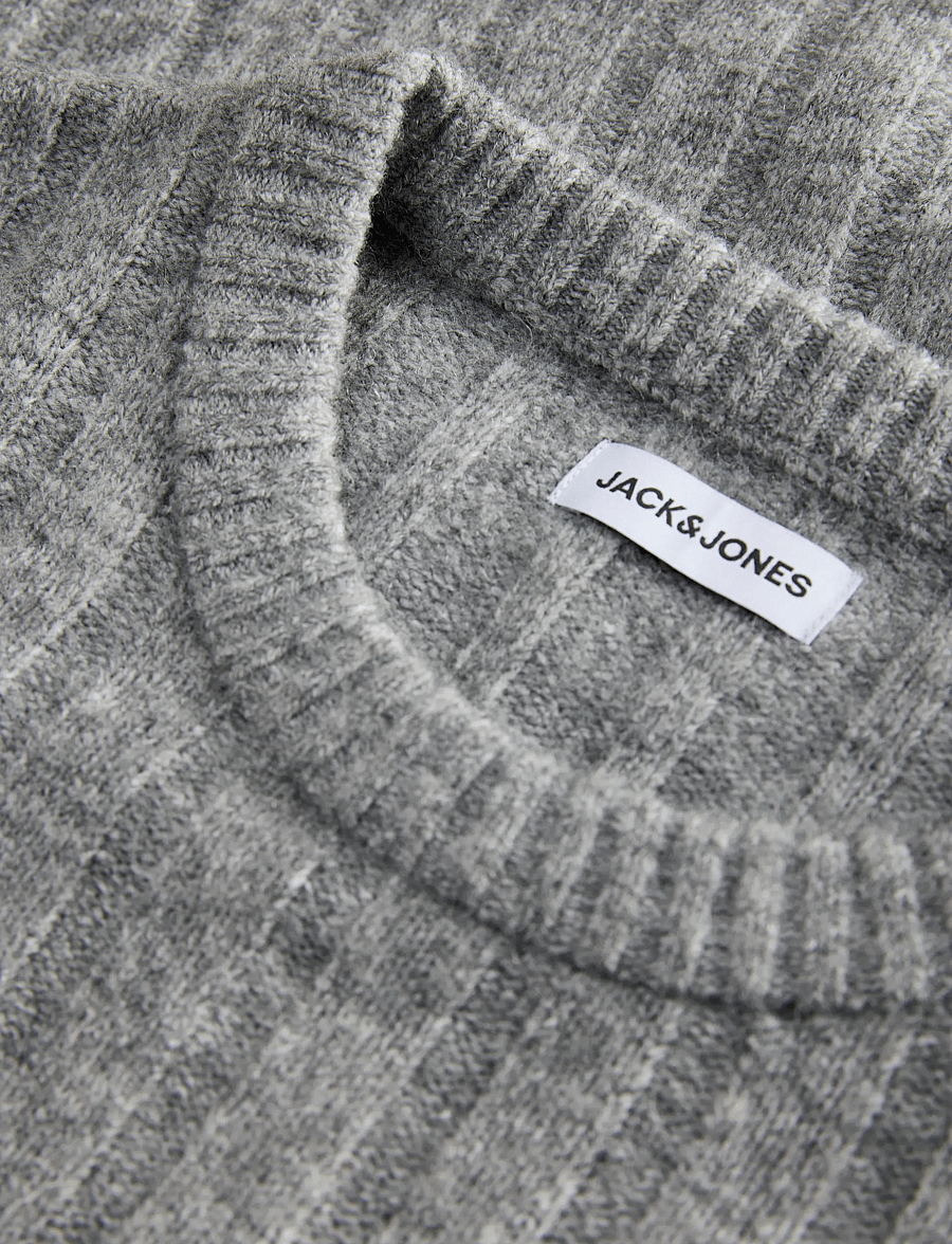 Jack & Jones - JJEBRADLEY CARTER KNIT CREW NECK - round necks - light grey melange - 2