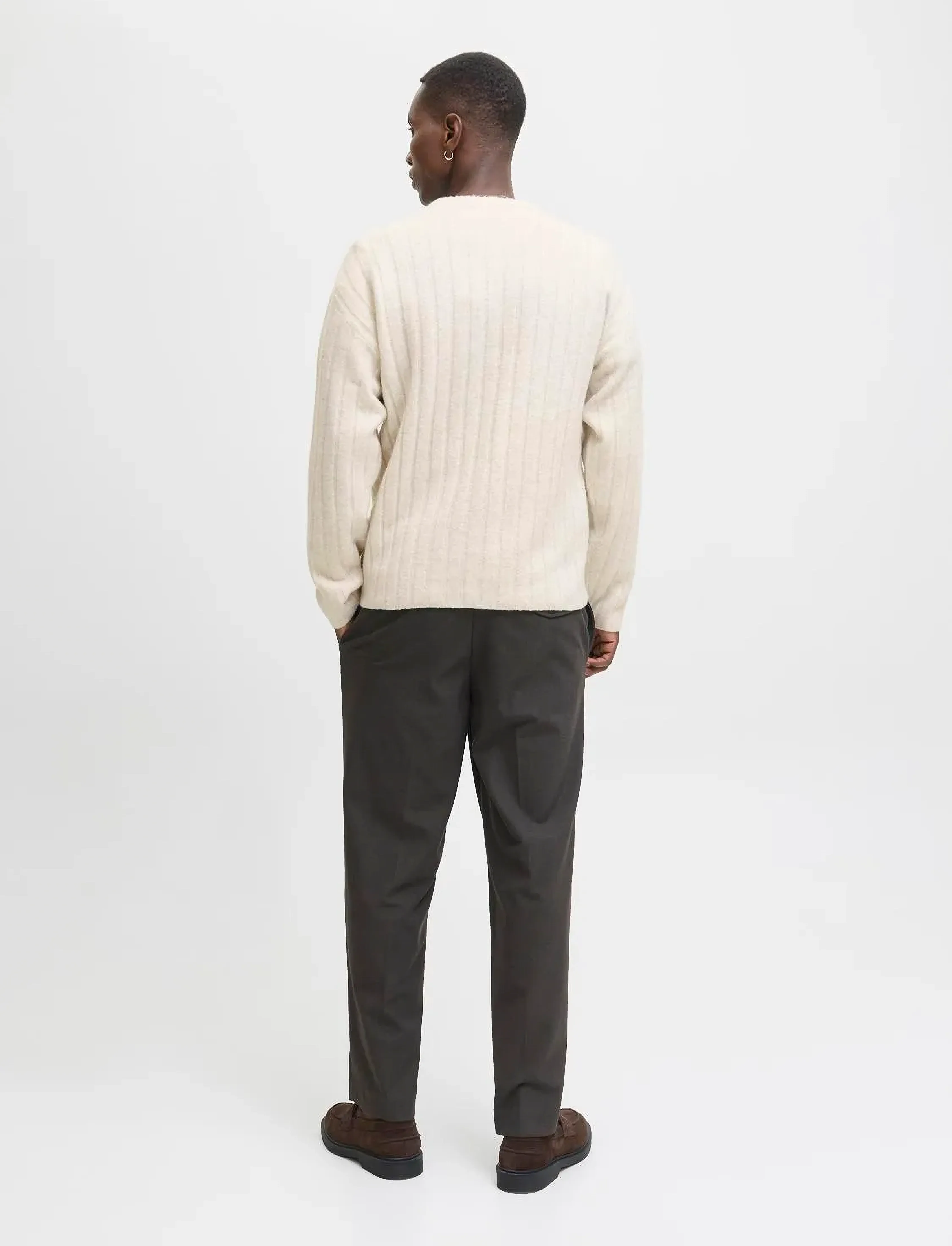 Jack & Jones JJEBRADLEY CARTER KNIT CREW NECK - Strickmode - MOONBEAM / cream