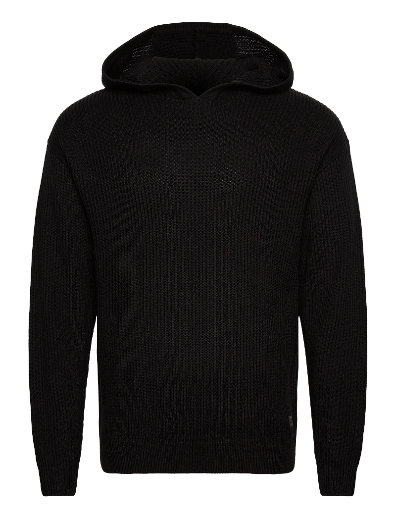 Jack & Jones - JJPANNEL KNIT HOODIE - kapuzenpullover - black - 0