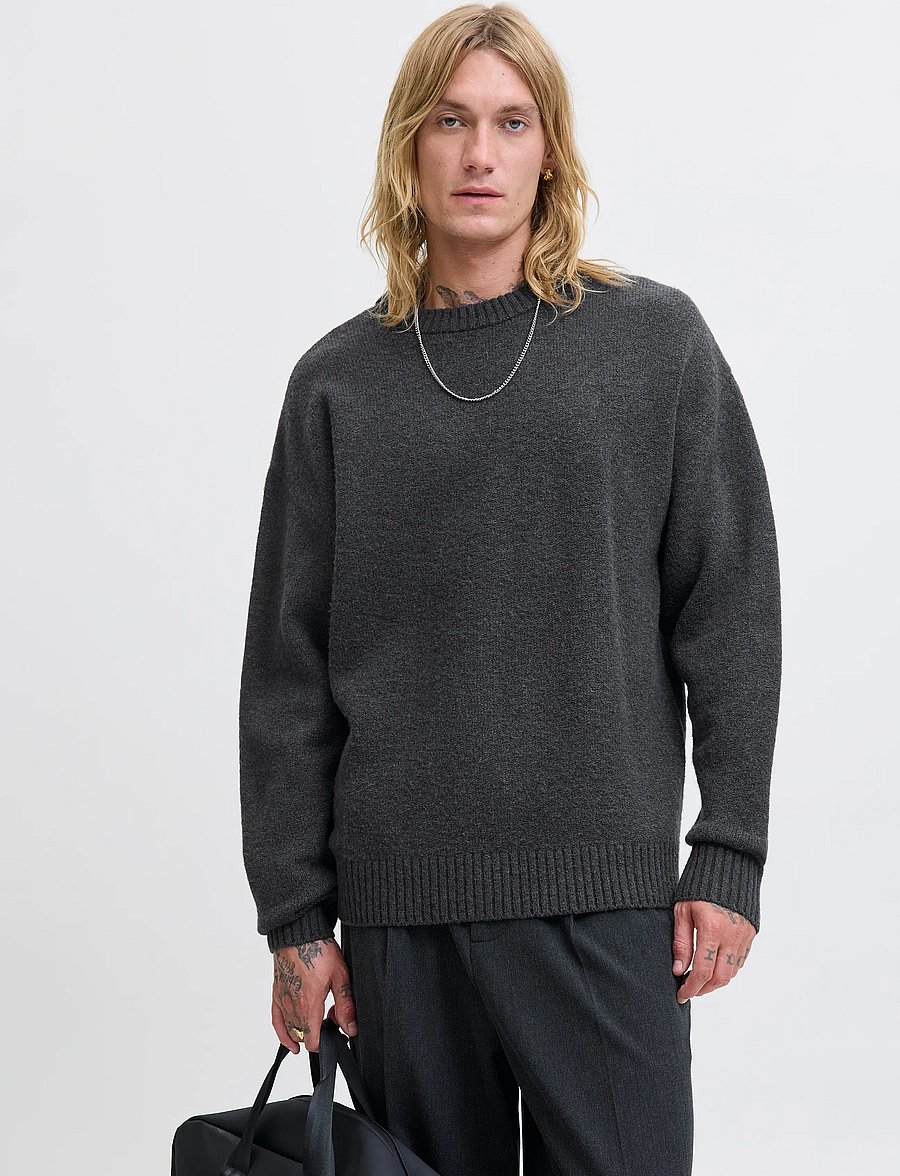 Jack & Jones - JJESOHO OLLIE KNIT CREW NECK SN - rundhalsad - asphalt - 0