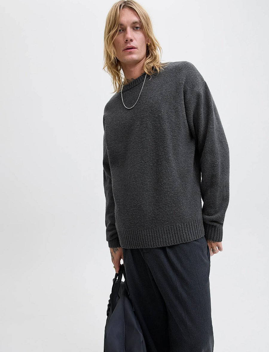 Jack & Jones - JJESOHO OLLIE KNIT CREW NECK SN - rundhalsad - asphalt - 5