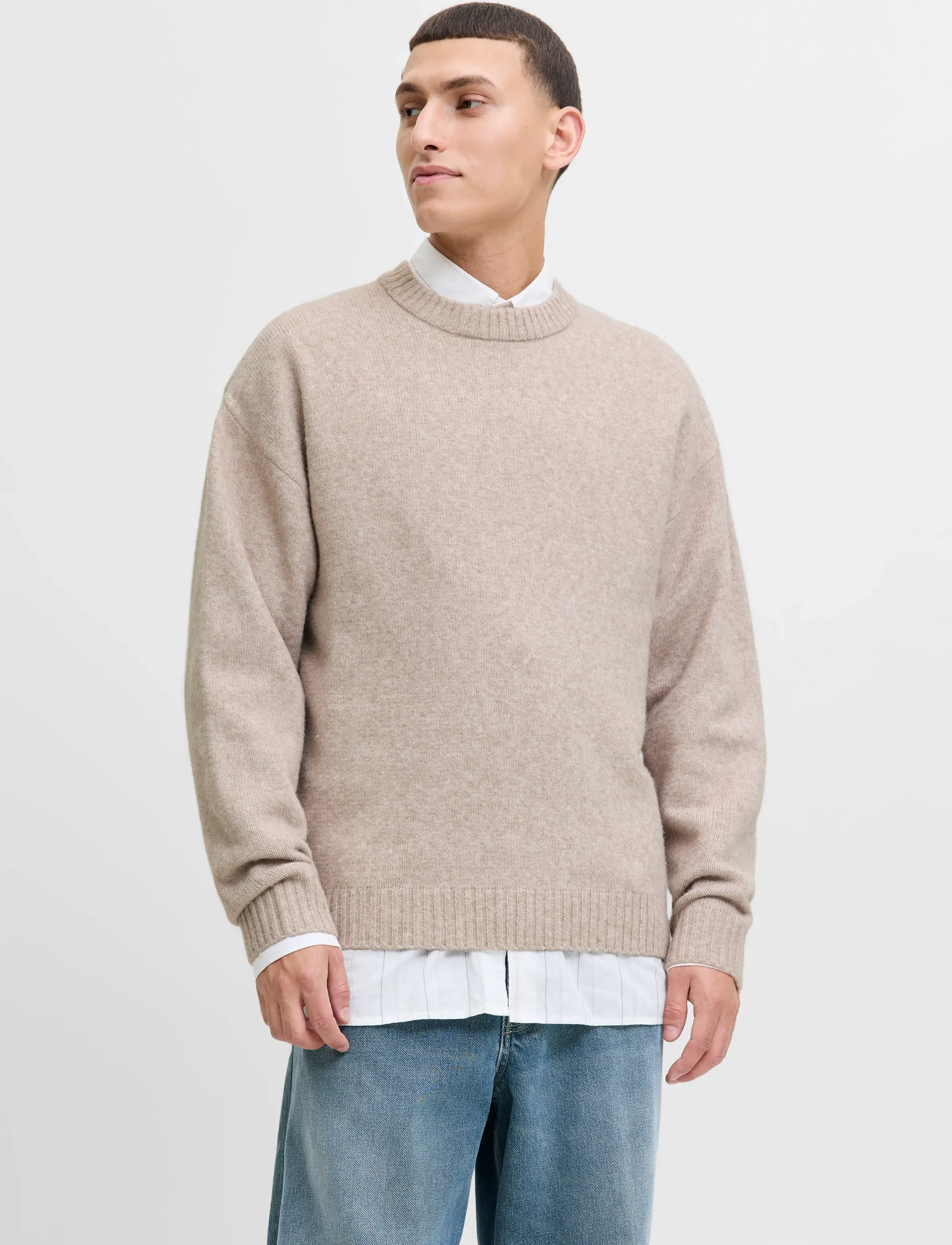 Jack & Jones Jjesoho Ollie Knit Crew Neck Sn, XXL, Cream, Strik > Runde Halse, Herre