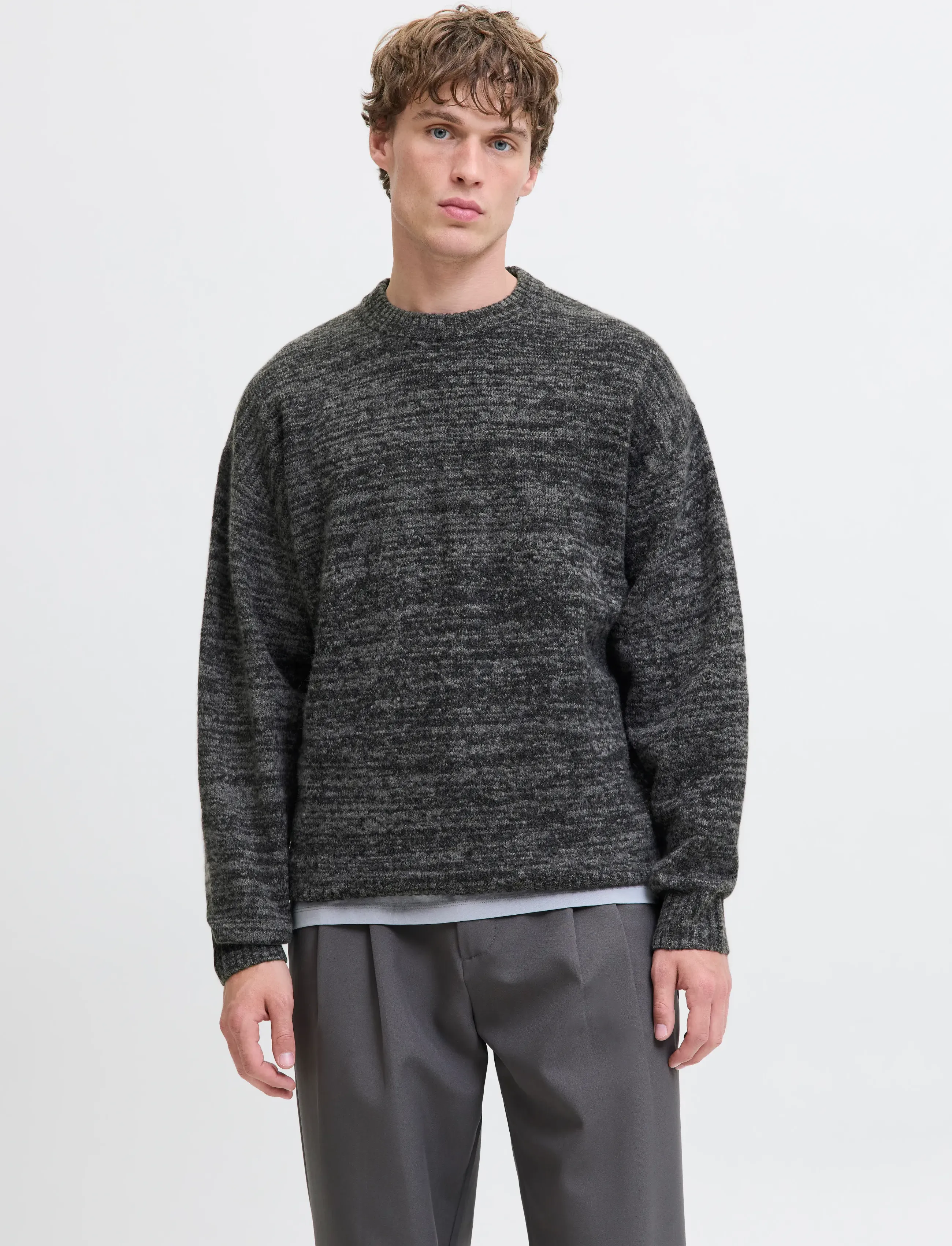 Jack & Jones Jjesoho Ollie Knit Crew Neck Sn, S, Grey, Strik > Runde Halse, Herre