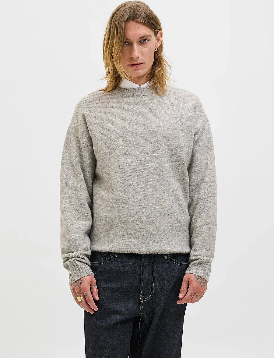 Jack & Jones - JJESOHO OLLIE KNIT CREW NECK SN - rund hals - light grey melange - 0