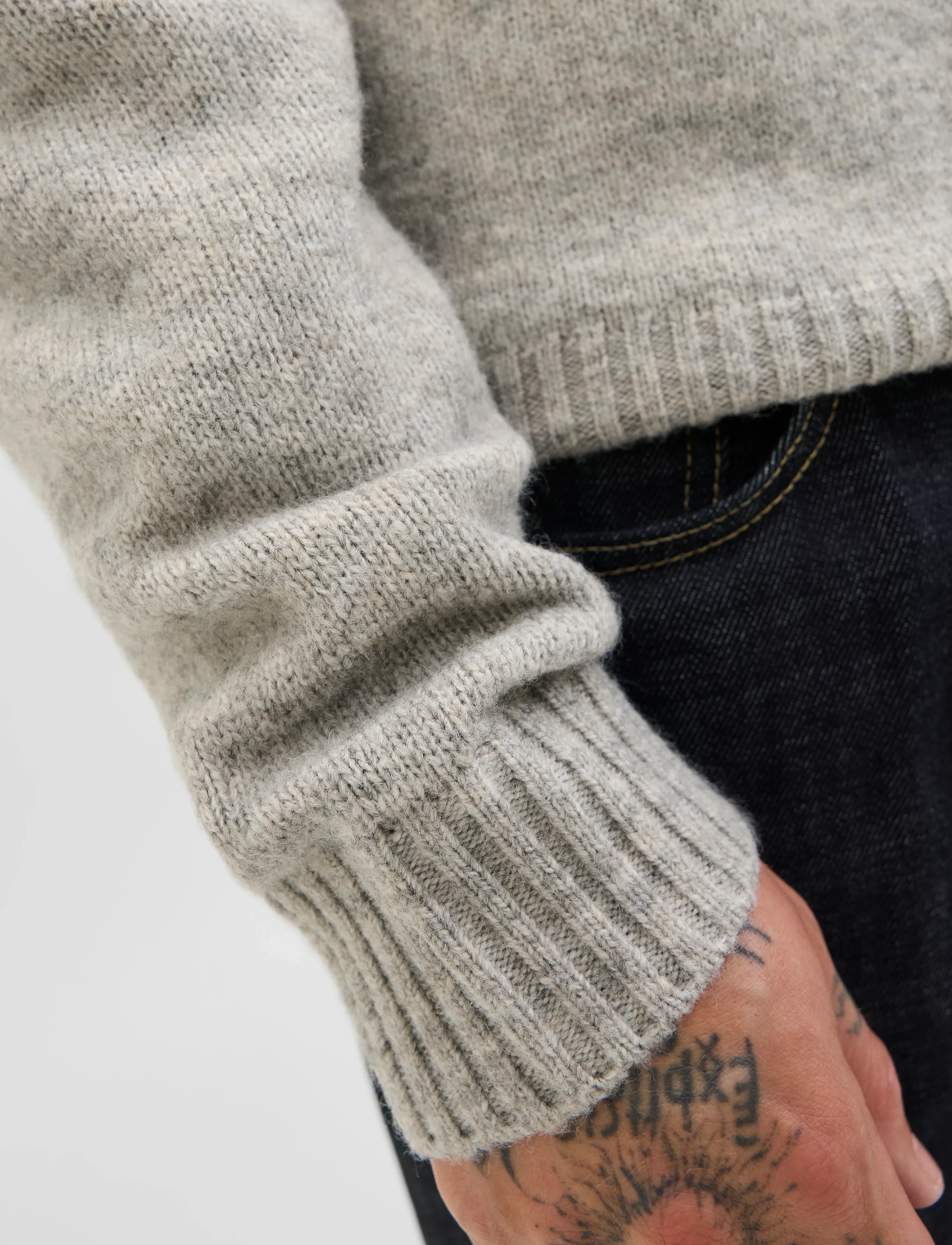 Jack & Jones - JJESOHO OLLIE KNIT CREW NECK SN - rund hals - light grey melange - 3